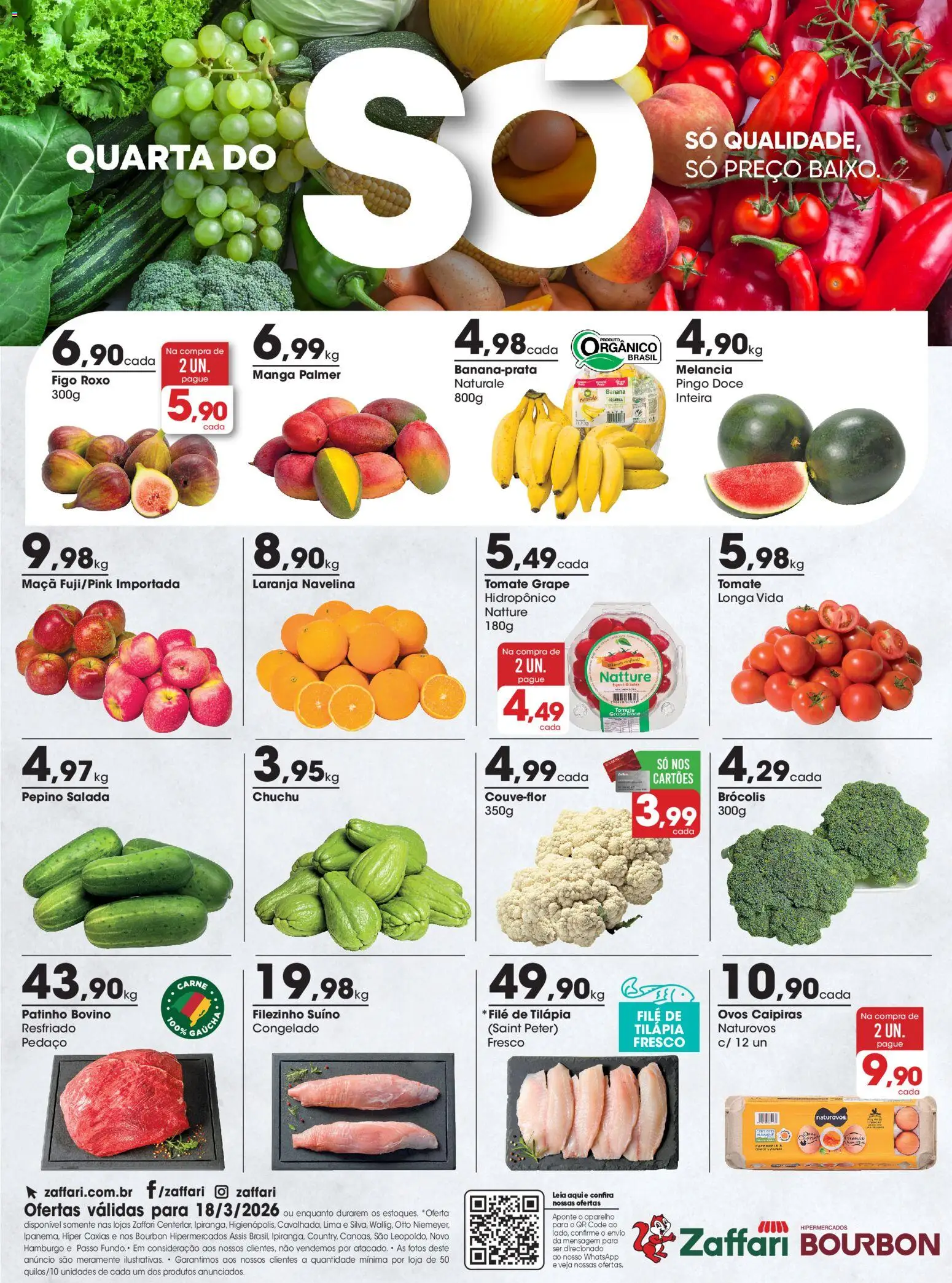 Zaffari Folheto - válido de 18.03.2026 | Página: 1 | Produtos: Melancia, Chuchu, Bourbon, Salada