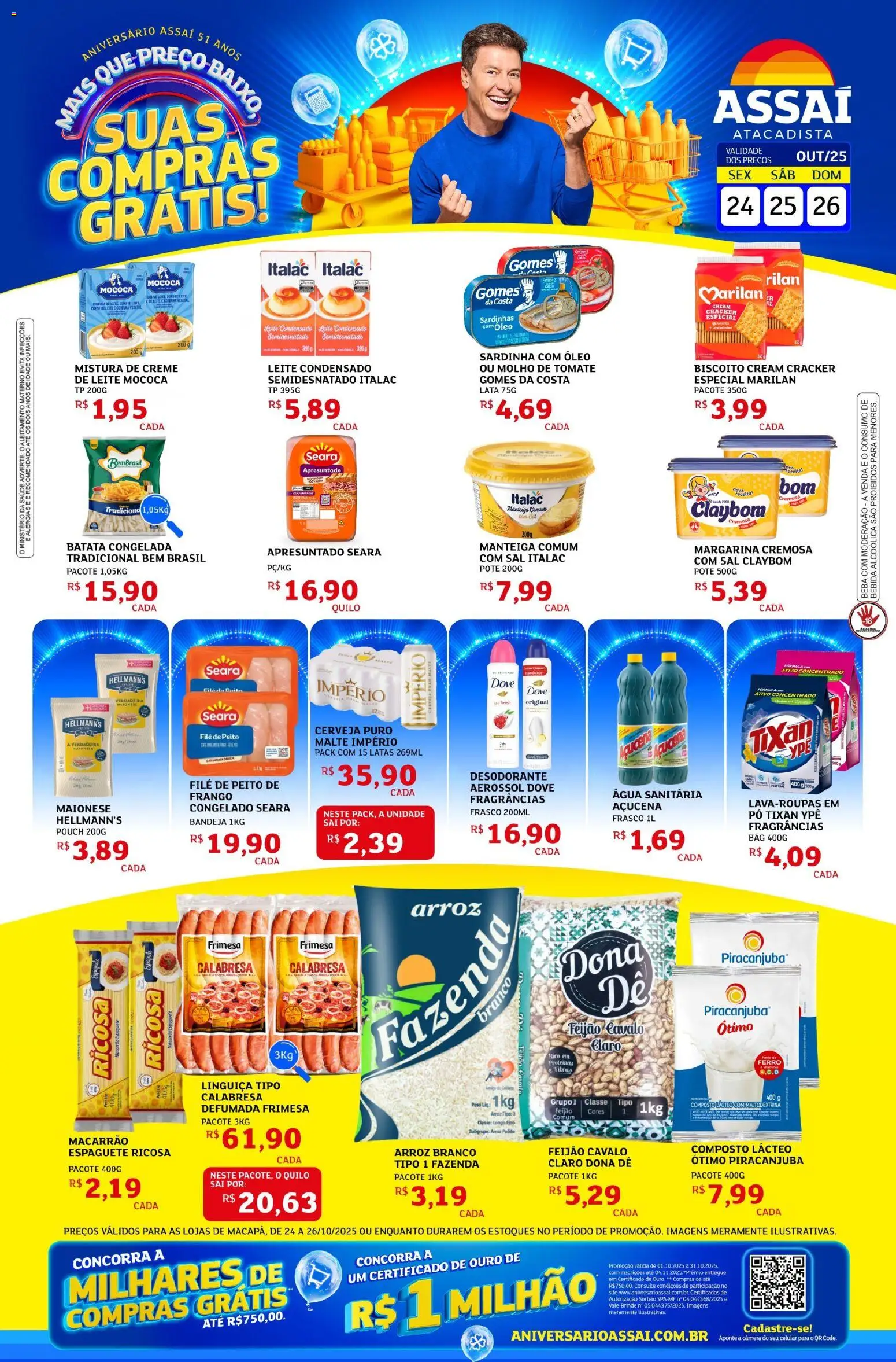 Assaí Atacadista Folheto - válido de 24.10.2025 | Página: 1 | Produtos: Espaguete, Desodorante, Óleo, Cerveja