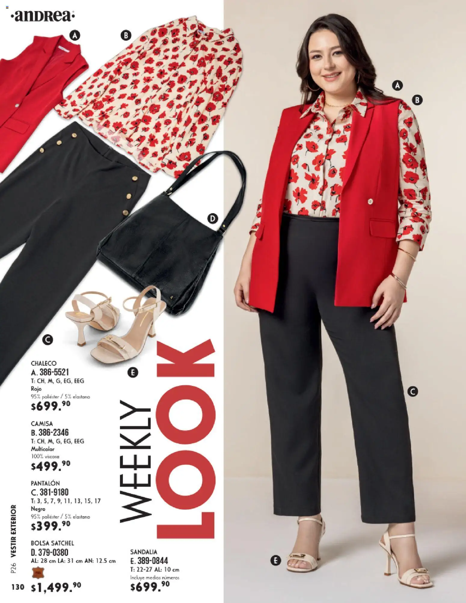 Nuevas ofertas de Andrea válidas en toda la República Mexicana desde el 25.01.2026. ¡Encuentra las mejores ofertas en Andrea catálogo Vestir! | Página: 130 | Productos: Chaleco, Bolsa, Camisa