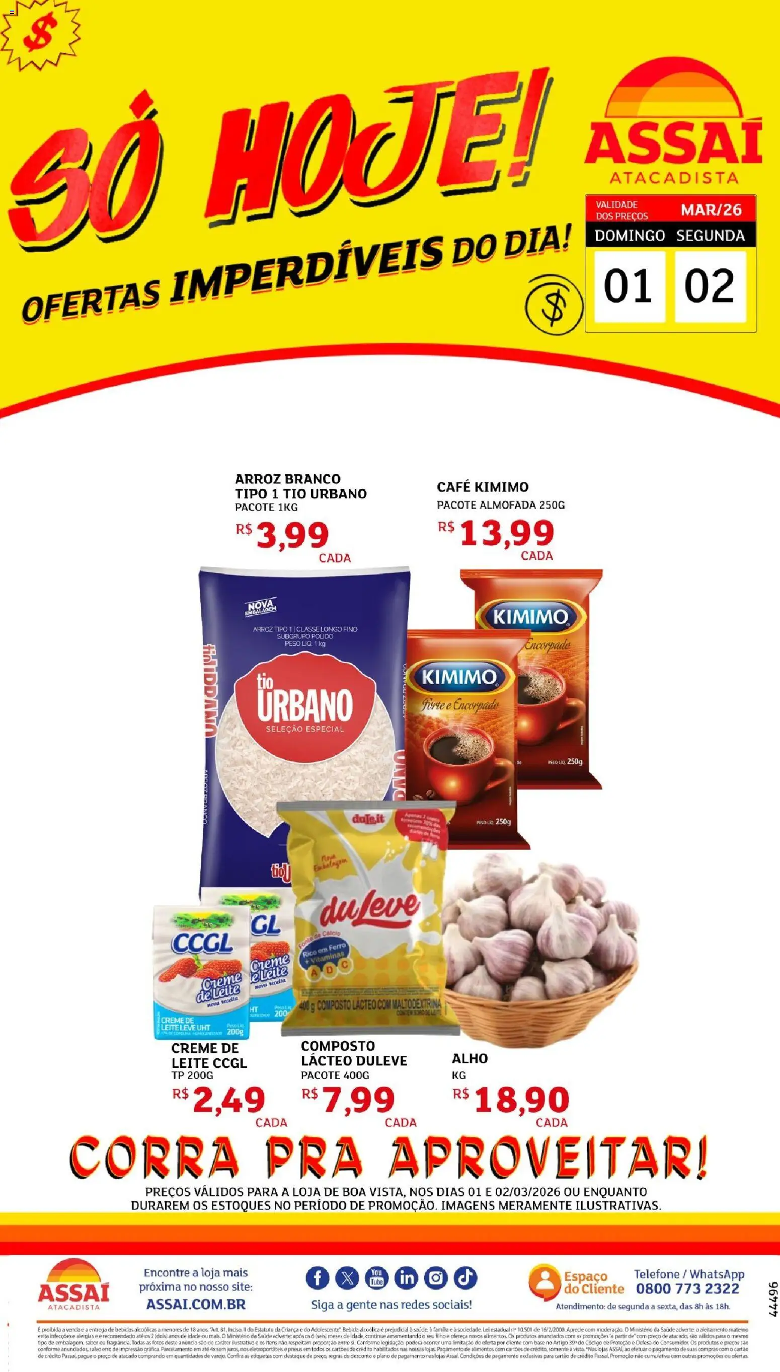 Assaí Atacadista Folheto - válido de 01.03.2026 | Página: 1 | Produtos: Ferro, Piso, Pneus, Creme de leite
