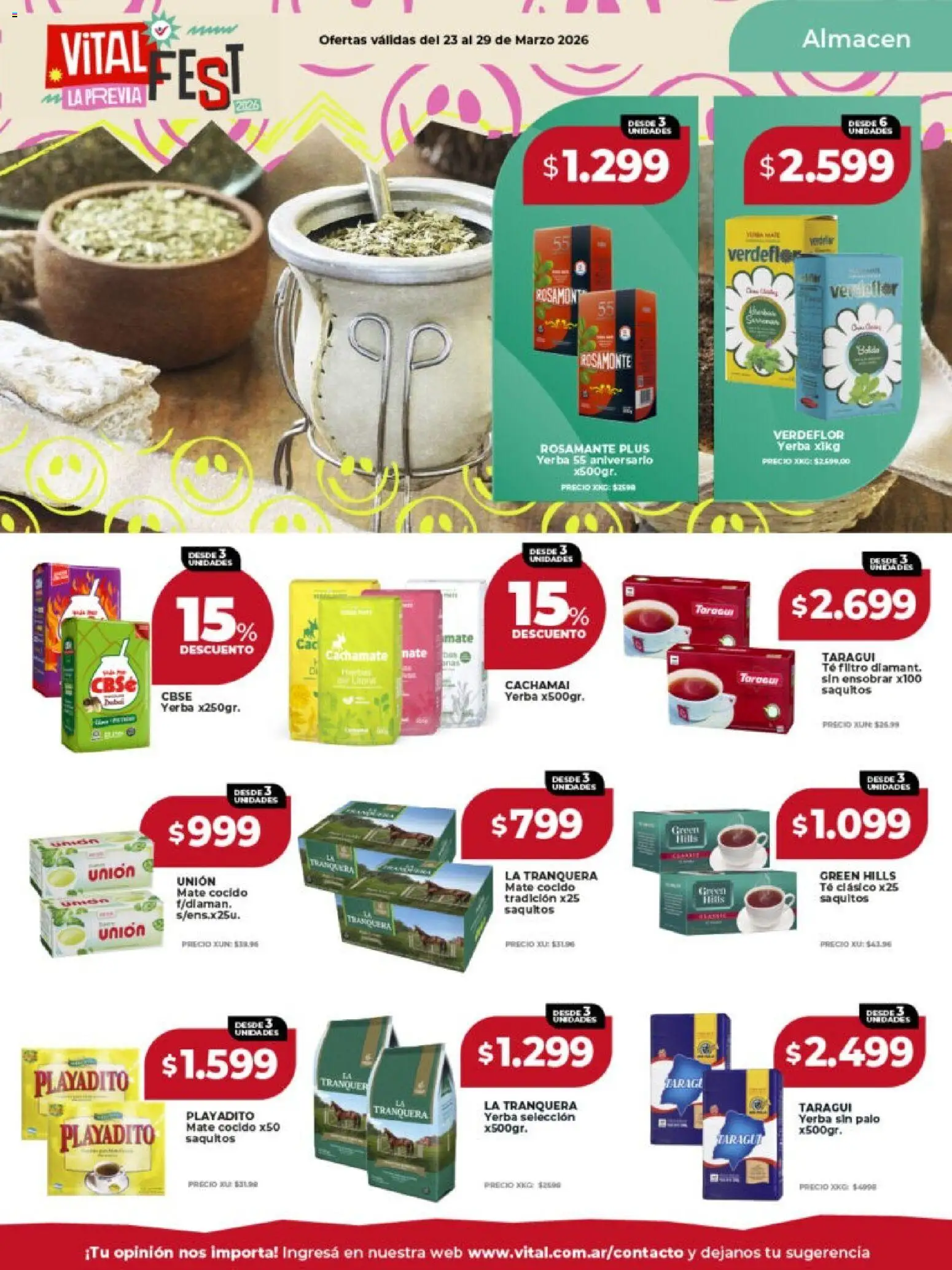 Vital ofertas │ válido desde el 23.03.2026 | Página: 15 | Productos: Mate, Yerba, Té, Mate cocido