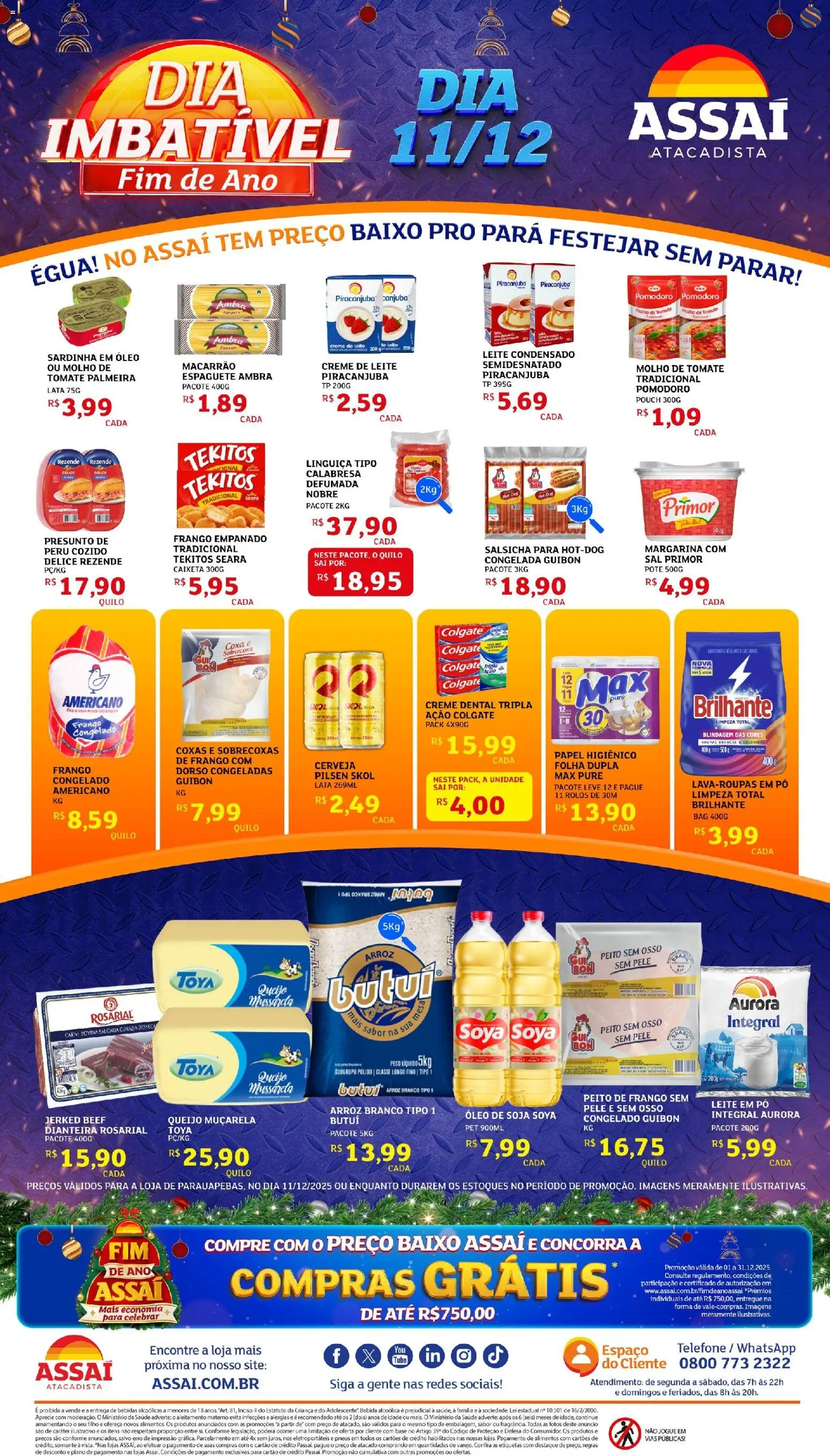 Assaí Atacadista Folheto - válido de 11.12.2025 | Página: 1 | Produtos: Pó, Cerveja, Carne, Peito de frango