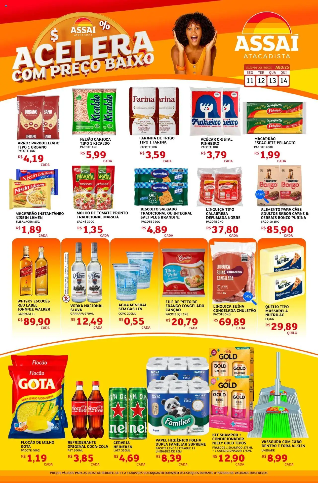 Assaí Atacadista Folheto - válido de 11.08.2025 | Página: 1 | Produtos: Biscoito, Condicionador, Carne, Vassoura