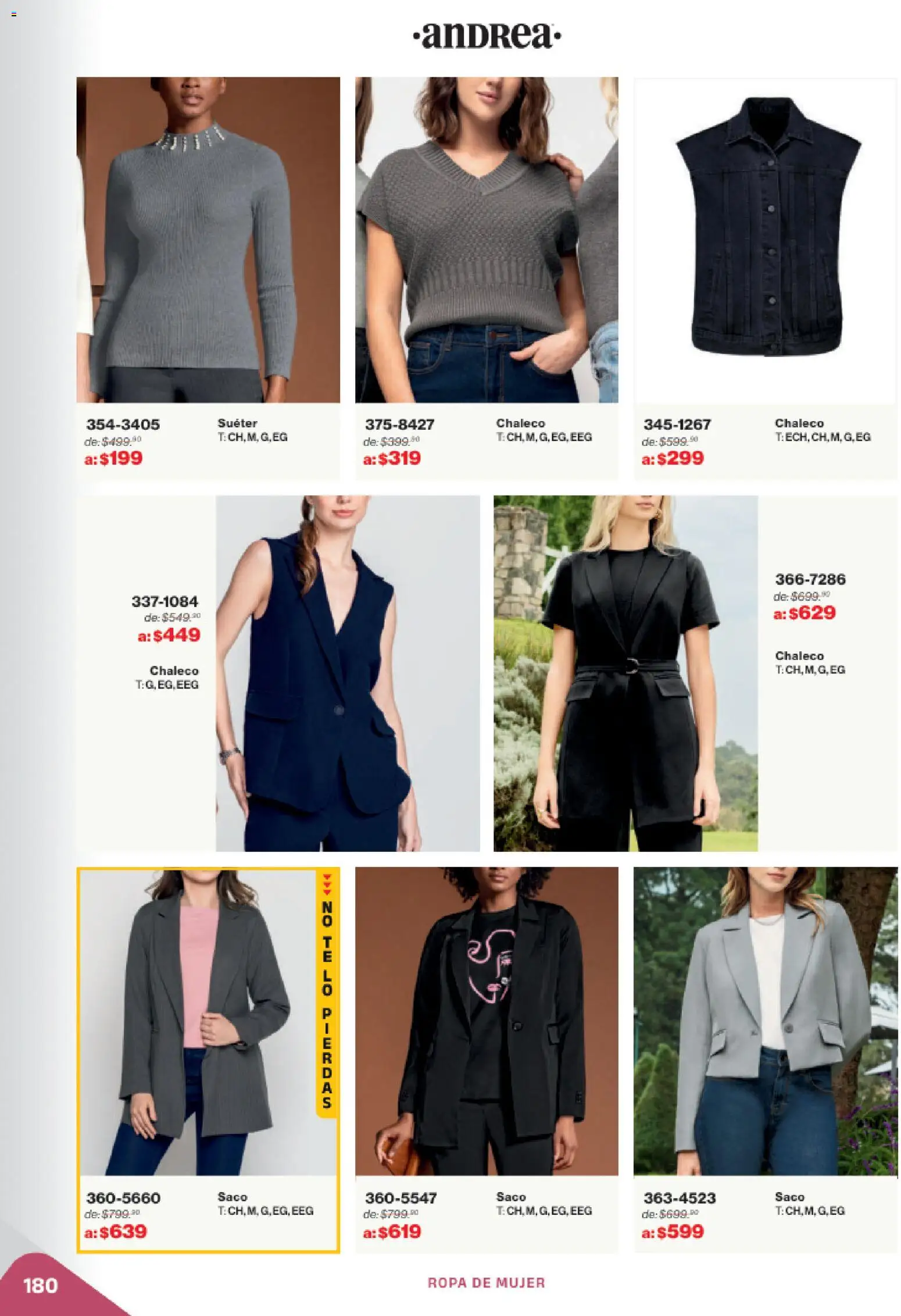 Nuevas ofertas de Andrea válidas en toda la República Mexicana desde el 02.11.2025. ¡Encuentra las mejores ofertas en Andrea catálogo Outlet! | Página: 180 | Productos: Suéter, Chaleco, Ropa