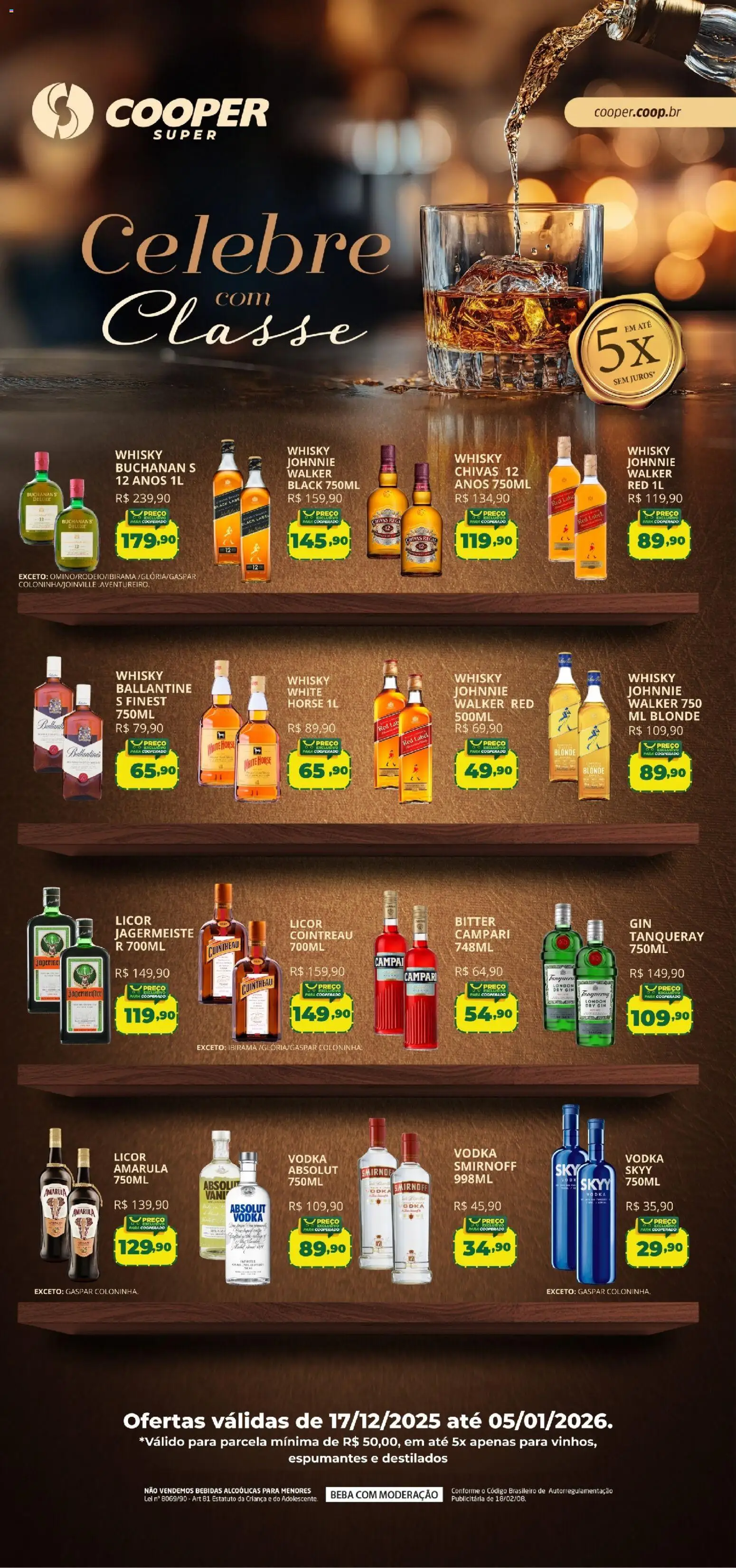 Cooper Folheto - válido de 17.12.2025 | Página: 1 | Produtos: Licor, Gin, Vodka, Campari