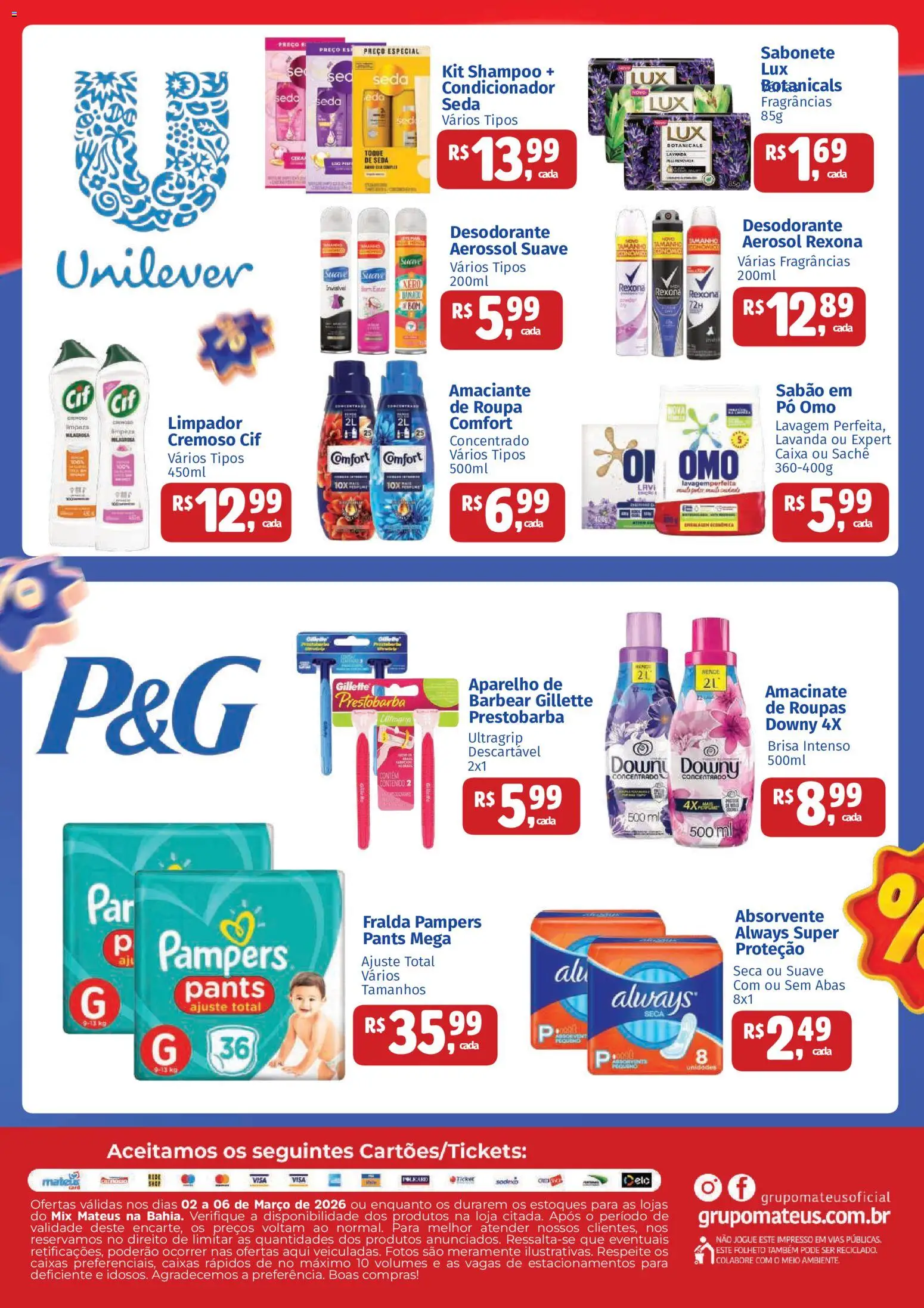 Mateus Folheto - válido de 02.03.2026 | Página: 2 | Produtos: Pó, Roupas, Sabonete, Amaciante