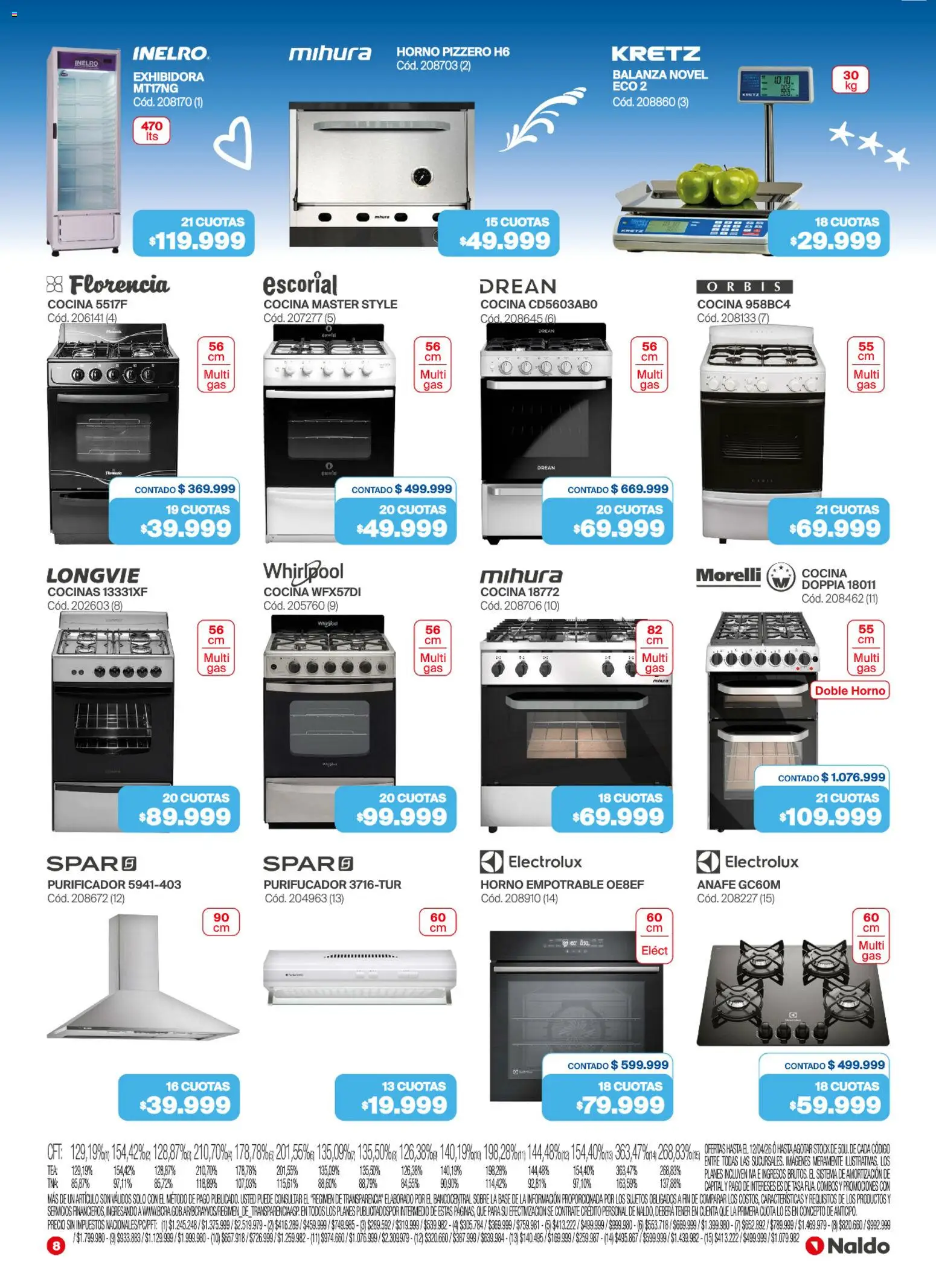 Naldo catálogo │ válido desde el 01.04.2026 | Página: 8 | Productos: Balanza, Horno, Cocina, Purificador