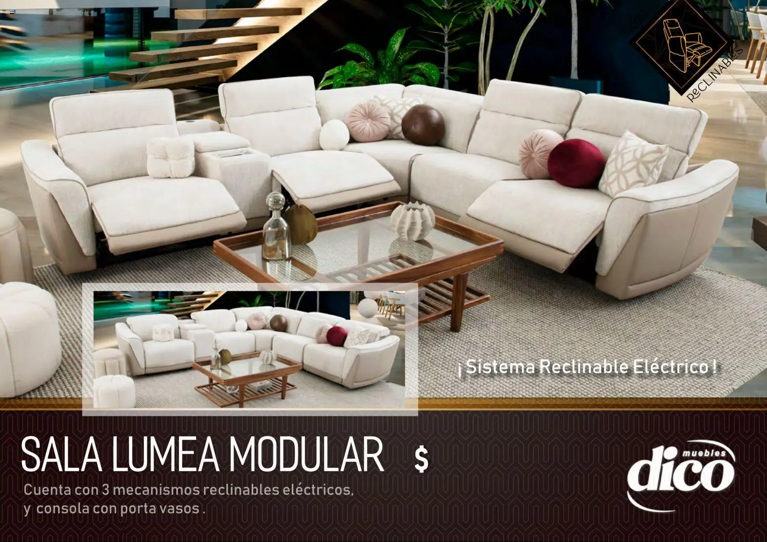 Nuevas ofertas de Muebles Dico válidas en toda la República Mexicana desde el 27.03.2026. ¡Encuentra las mejores ofertas en Muebles Dico catálogo Salas reclinables ! | Página: 8 | Productos: Modular, Vasos