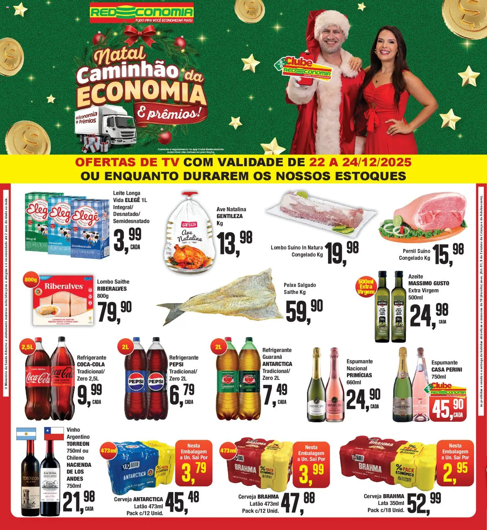 RedEconomia Folheto - válido de 22.12.2025 | Página: 1 | Produtos: Cola, Pernil, Tv, Açúcar