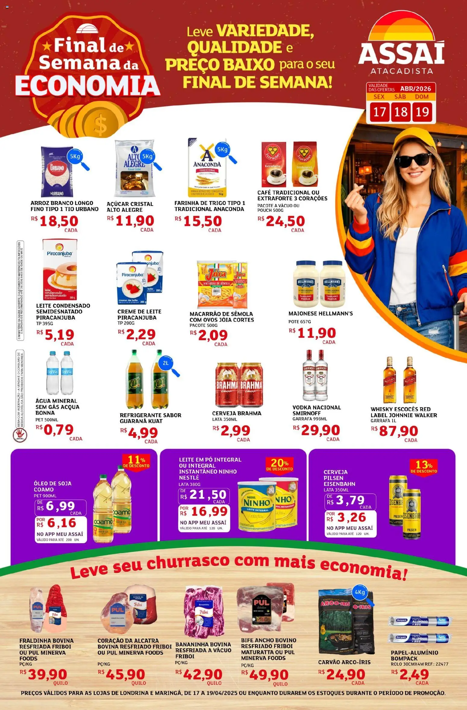 Assaí Atacadista Folheto - válido de 17.04.2026 | Página: 1 | Produtos: Rolo, Fraldinha, Café, Baixo