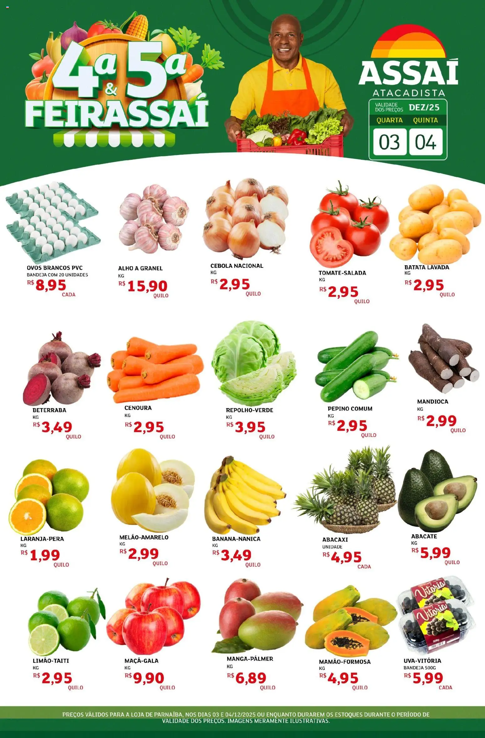 Assaí Atacadista Folheto - válido de 03.12.2025 | Página: 1 | Produtos: Alho, Abacaxi, Cenoura, Bandeja
