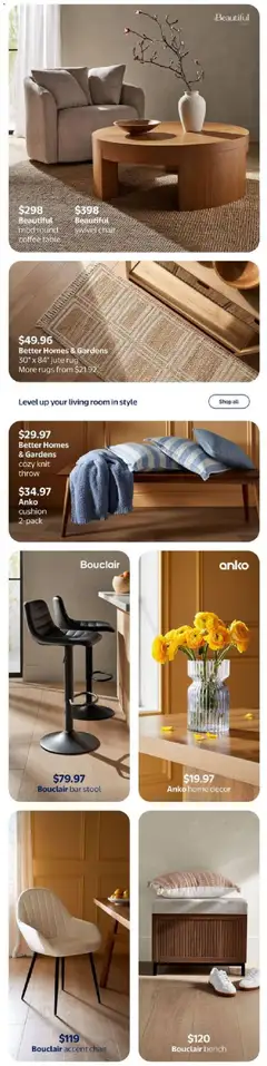 Preview of Walmart flyer - Easy spring living from shop Walmart valid from 02.04.2026 | Page: 2 | Products: Coffee table, Table, Chair, Coffee