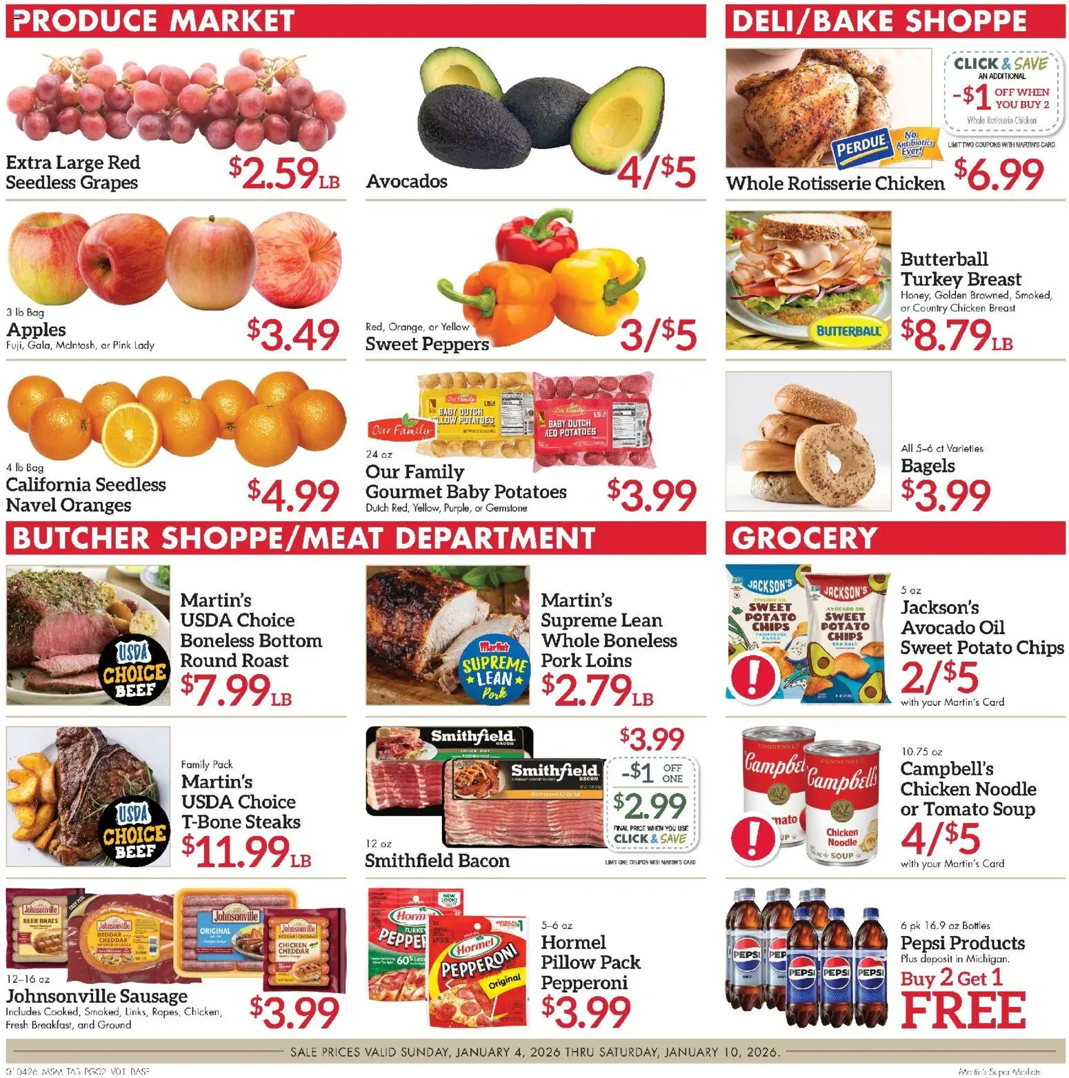 Martin’s Weekly Ad - valid from 04.01.2026 | Page: 2 | Products: Beef, Chips, Avocado, Bag
