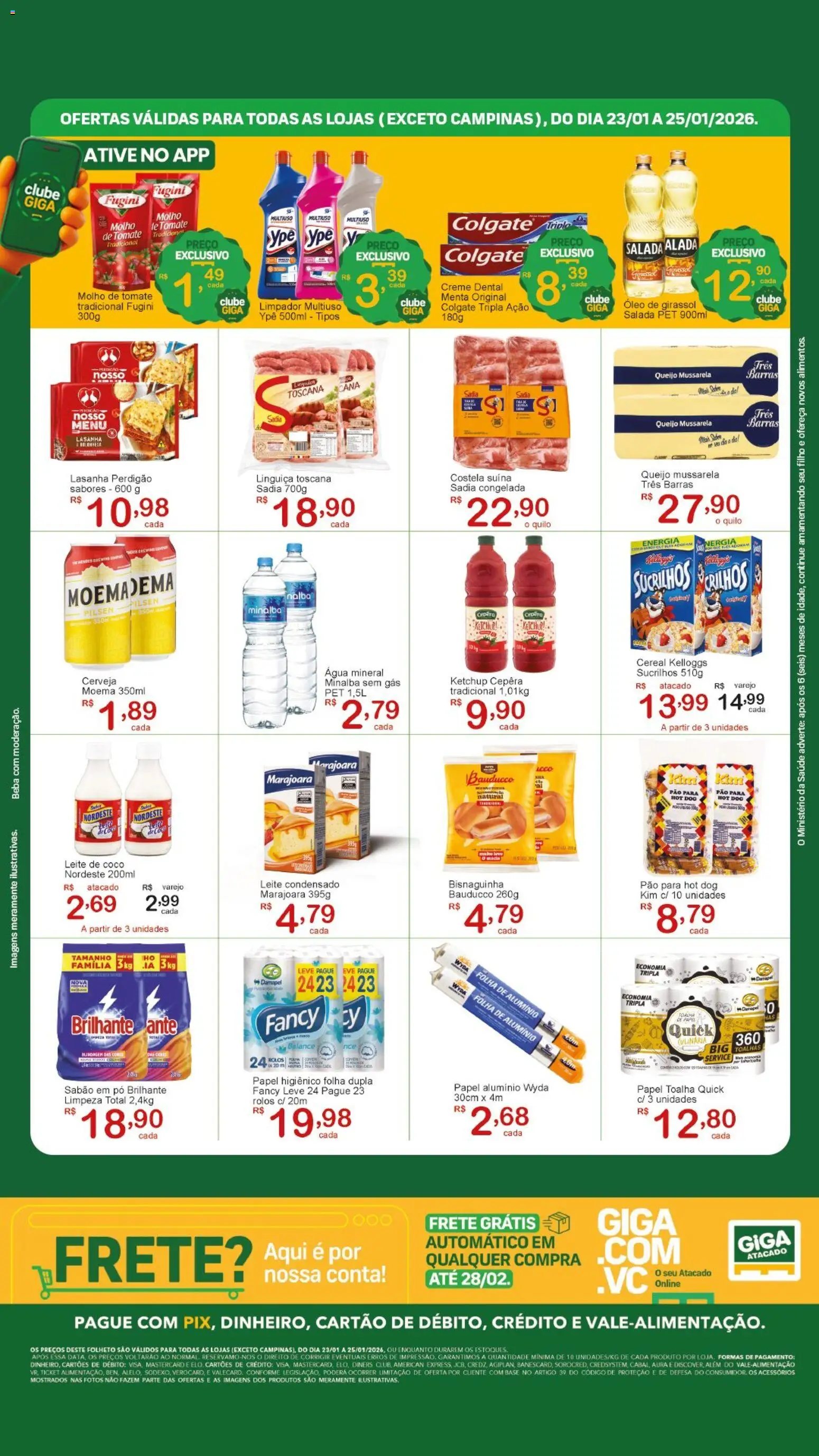 GIGA Atacado Folheto - válido de 23.01.2026 | Página: 2 | Produtos: Queijo, Óleo, Salada, Água mineral