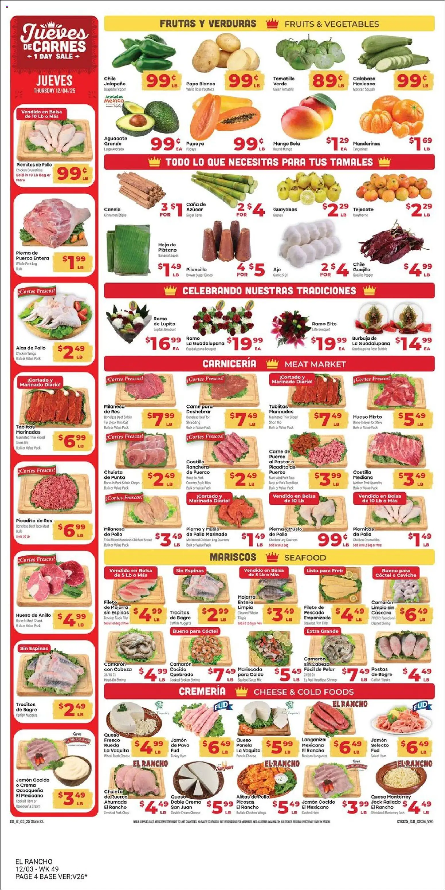 El Rancho Weekly Ad - valid from 03.12.2025 | Page: 4 | Products: Beef, Tangerines, Avocado, Sugar