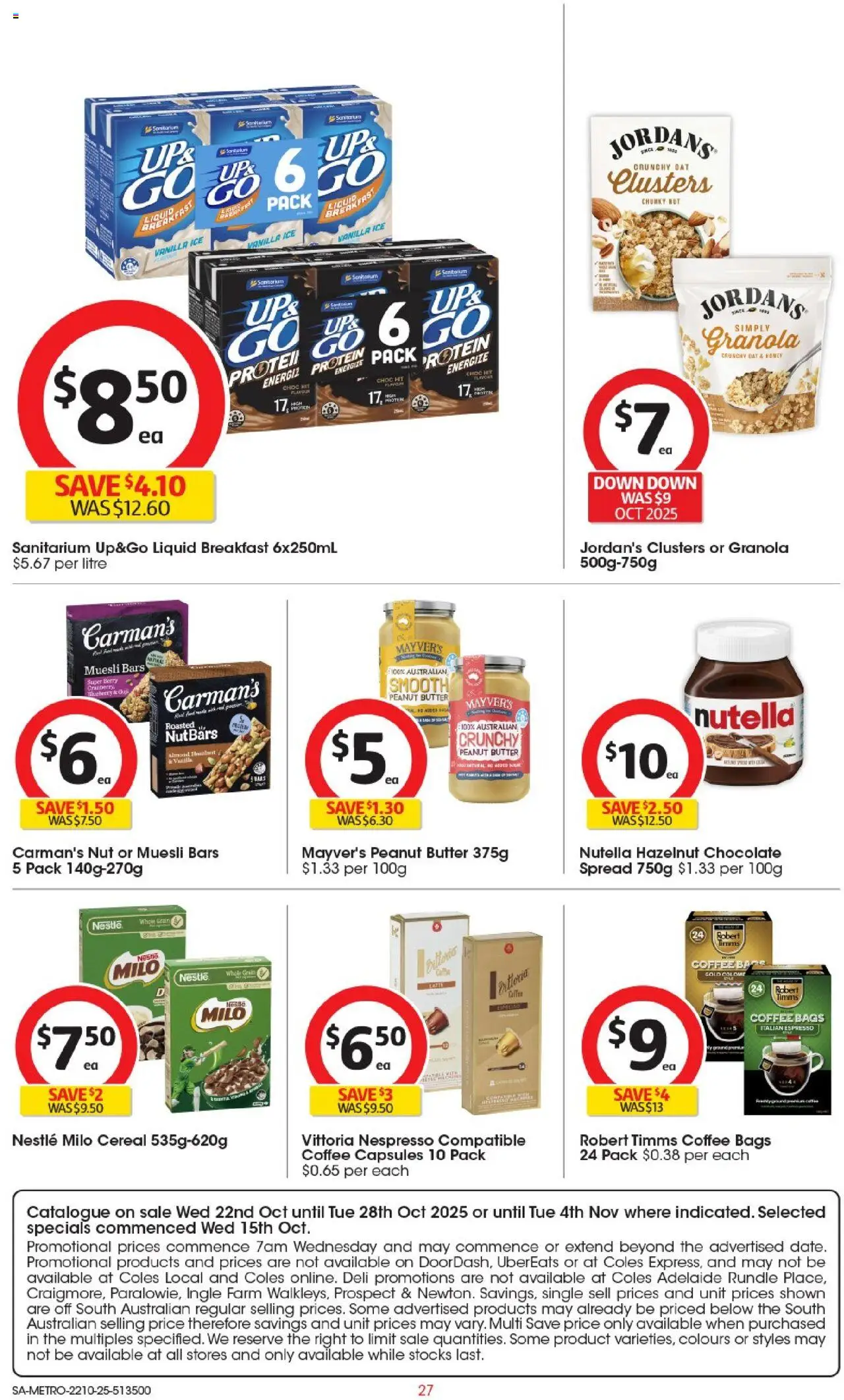 Coles catalogue - valid from 22.10.2025 | Page: 28 | Products: Coffee, Chocolate, Granola, Cereal