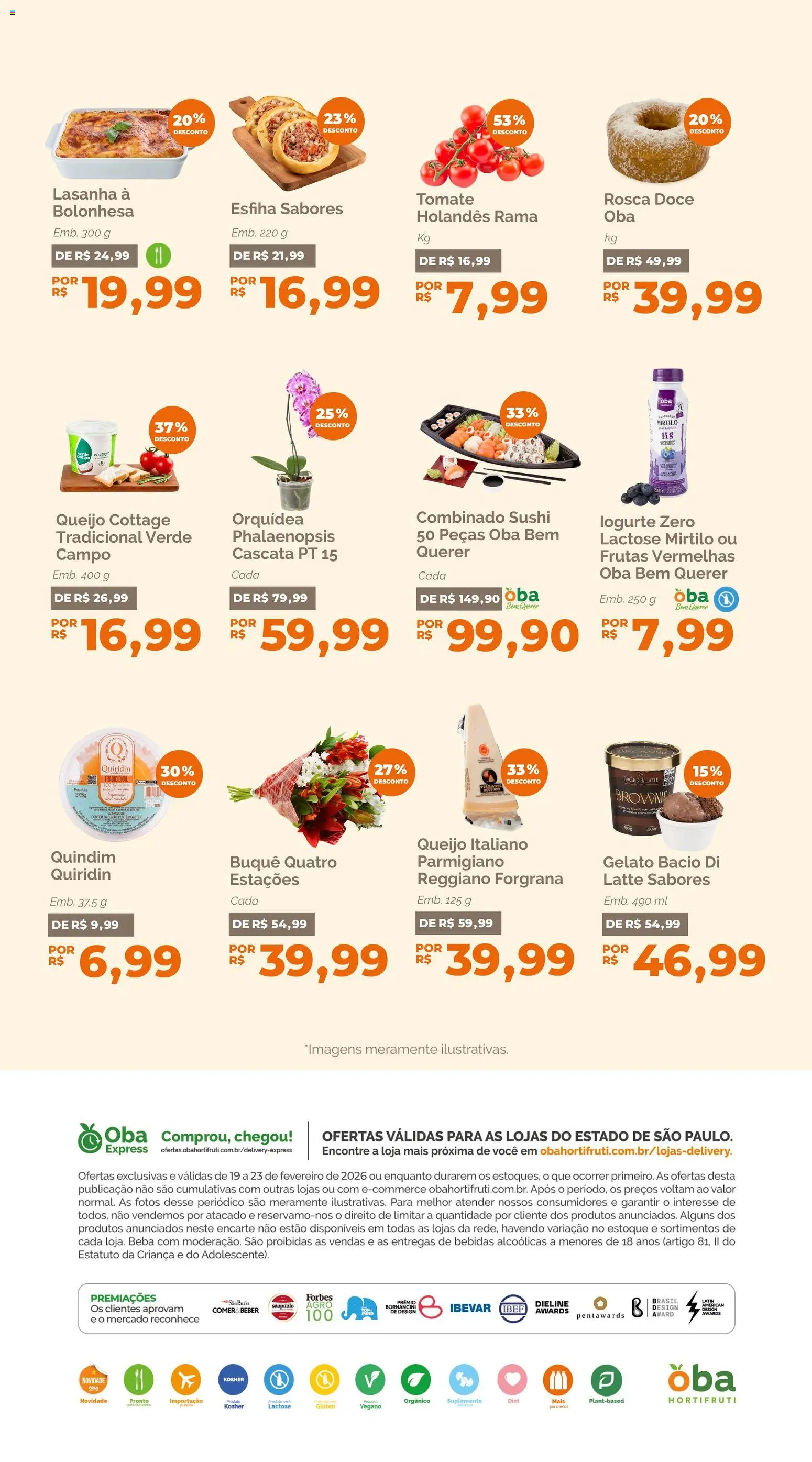 Oba Hortifruti Folheto - válido de 19.02.2026 | Página: 7 | Produtos: Mirtilo, Queijo, Cottage, Lasanha