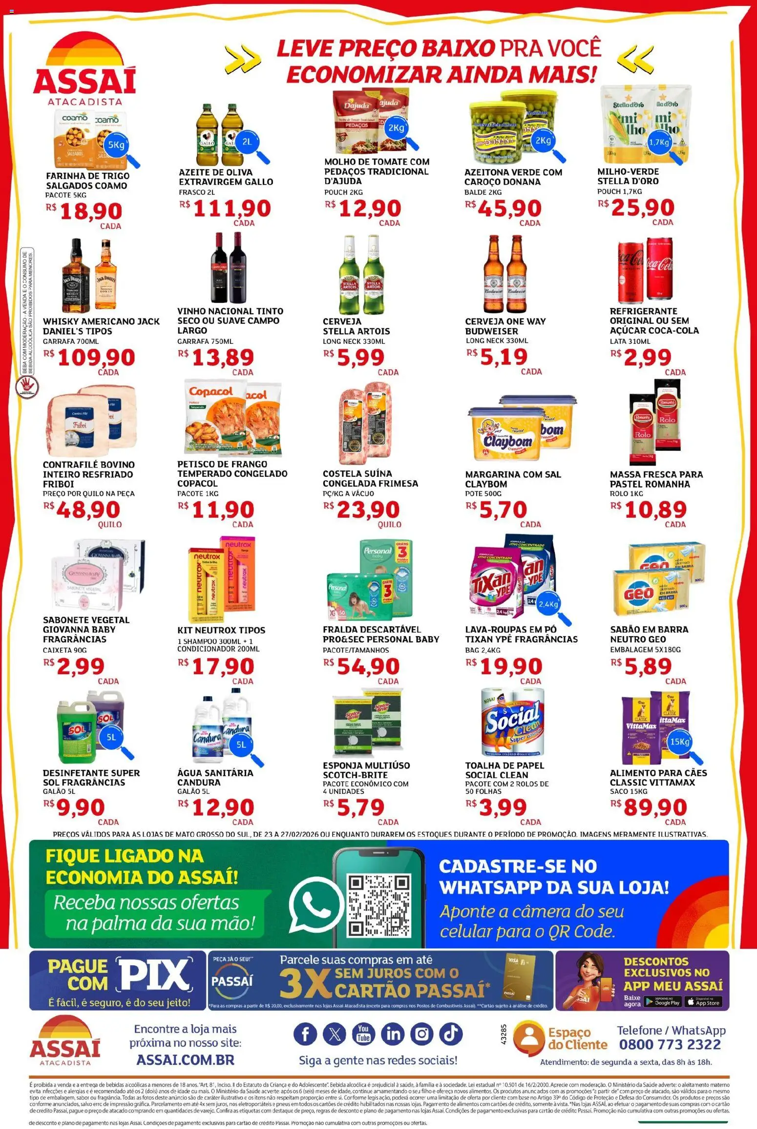 Assaí Atacadista Folheto - válido de 23.02.2026 | Página: 2 | Produtos: Sabão em barra, Sabonete, Baixo, Azeite
