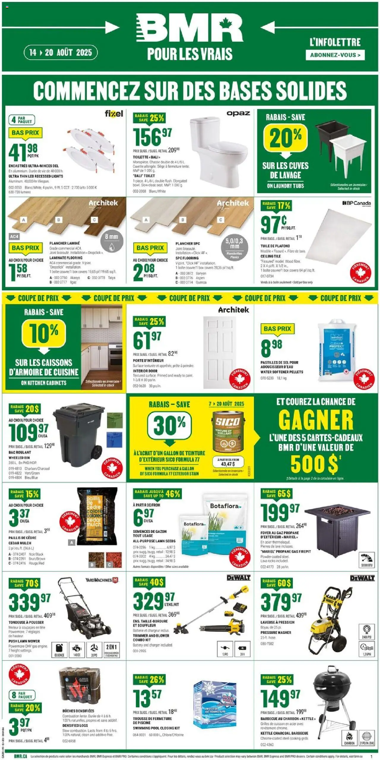 BMR flyer valid from 14.08.2025 | Page: 1 | Products: Kettle, Mower, Box, Battery