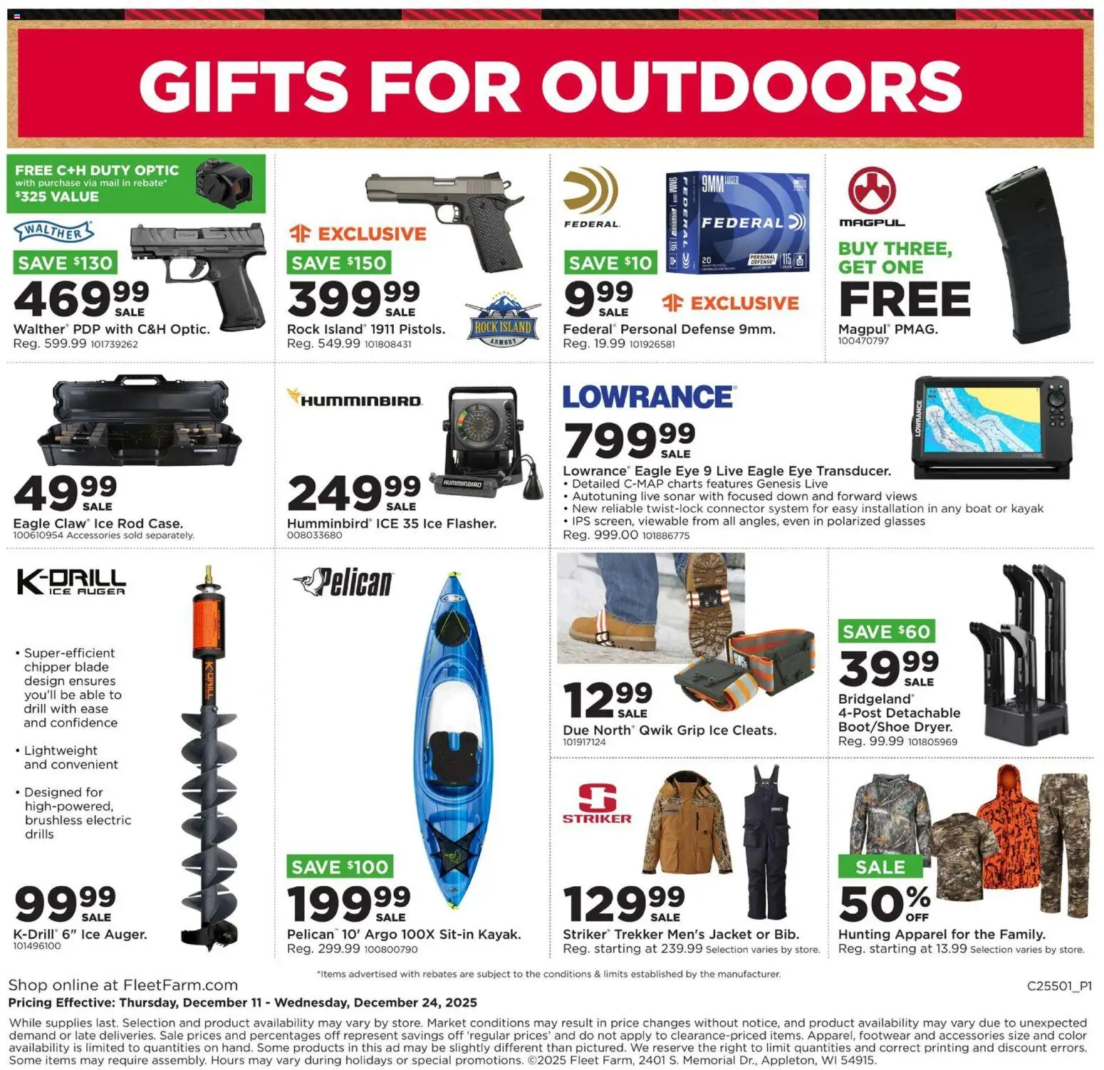 Mills Fleet Farm Gifting Event - valid from 11.12.2025 | Page: 4 | Products: Kayak, Jacket, Glasses, Rod