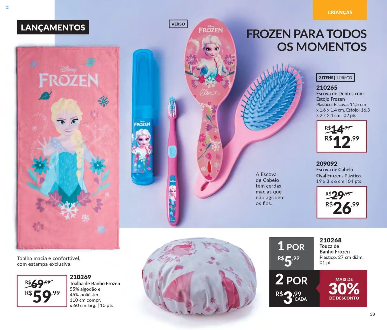 Avon Folheto - válido de 13.06.2025 | Página: 53 | Produtos: Escova, Toalha de banho, Escova de cabelo, Touca de banho