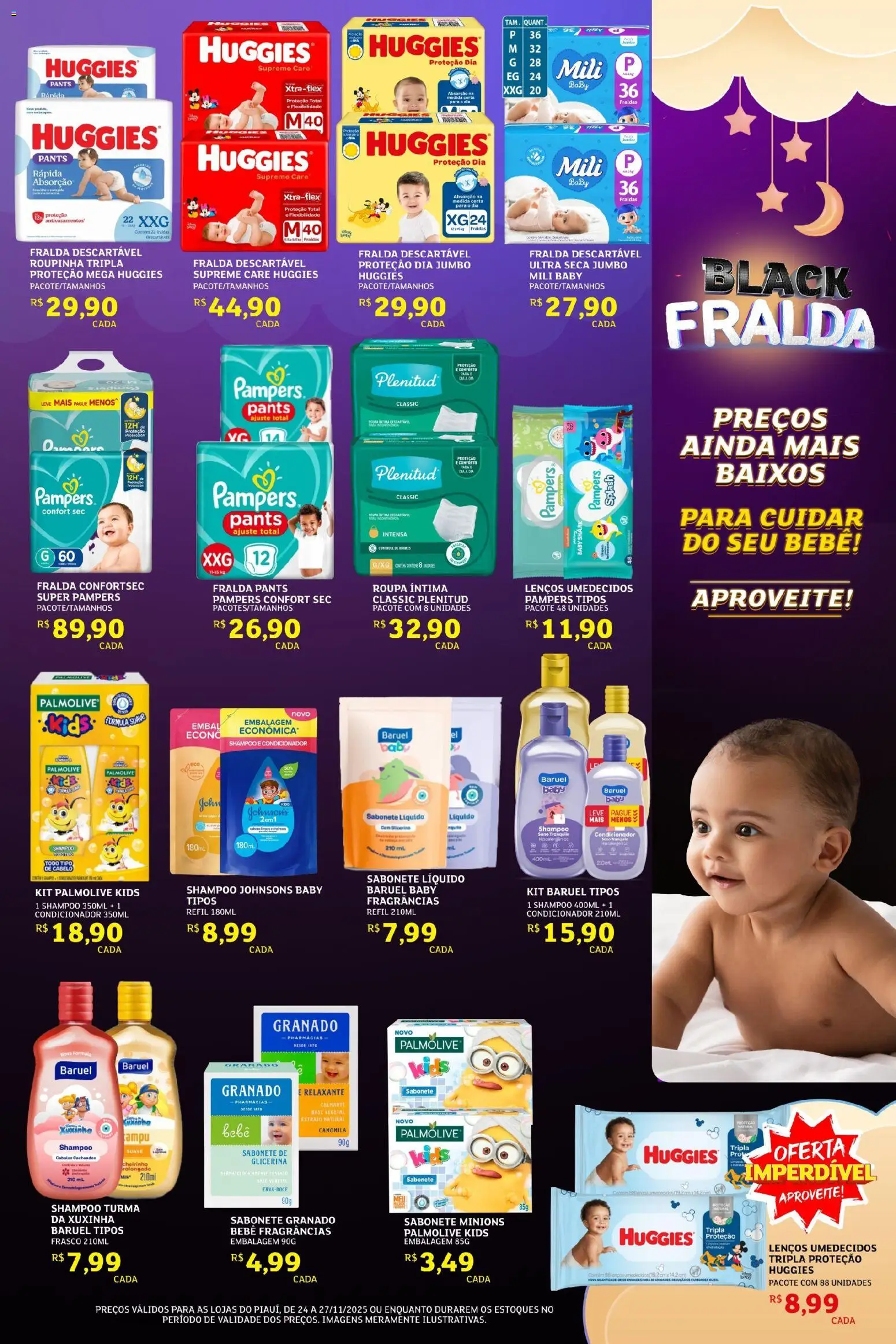 Assaí Atacadista Folheto - válido de 24.11.2025 | Página: 3 | Produtos: Shampoo, Pampers, Fraldas, Sabonete líquido