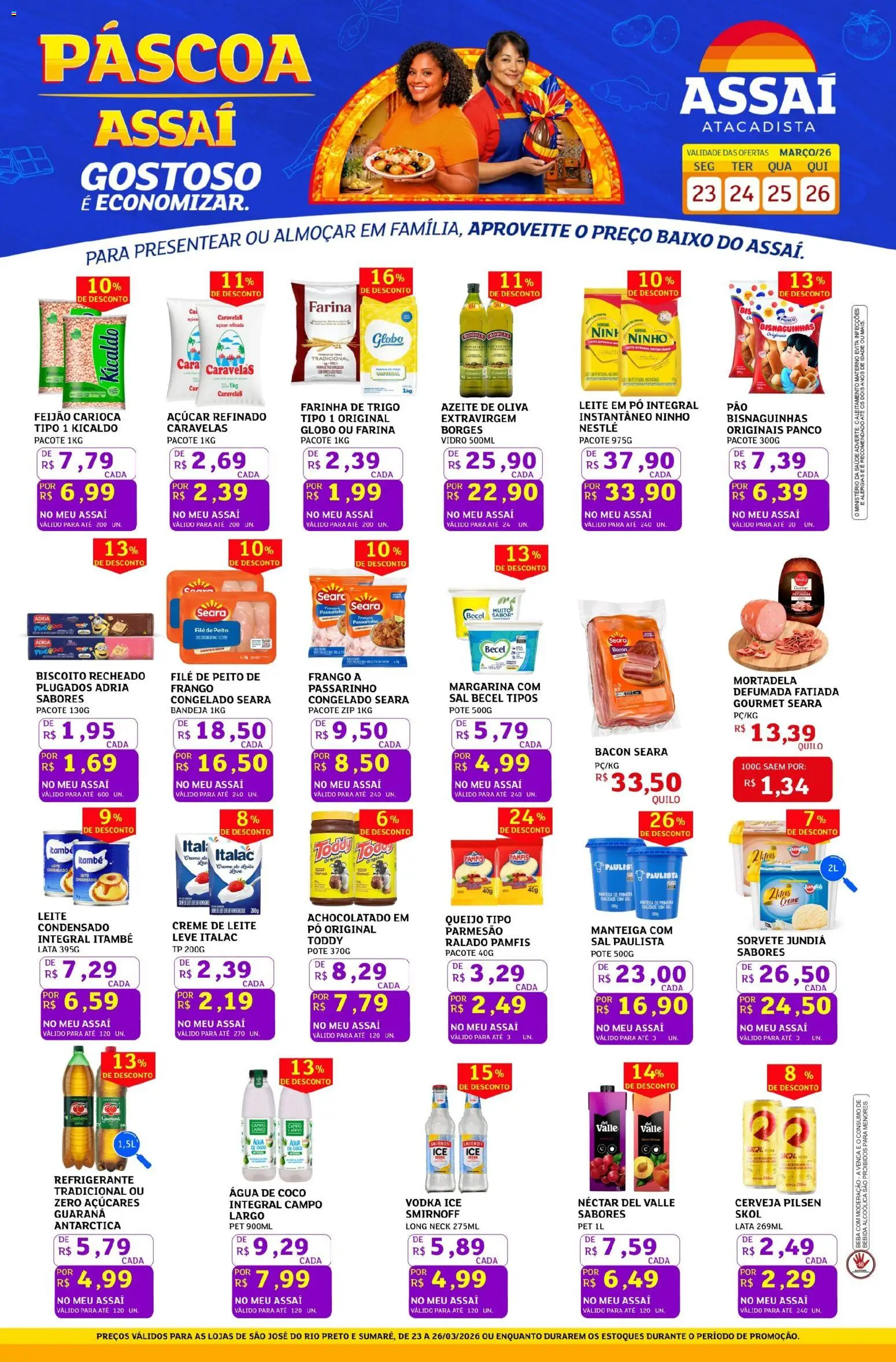 Assaí Atacadista Folheto - válido de 23.03.2026 | Página: 1 | Produtos: Água de coco, Manteiga, Bandeja, Azeite