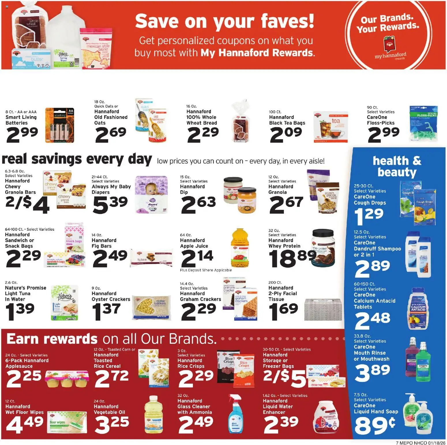 Hannaford Weekly Ad - valid from 18.01.2026 | Page: 8 | Products: Oil, Rice, Mouthwash, Water