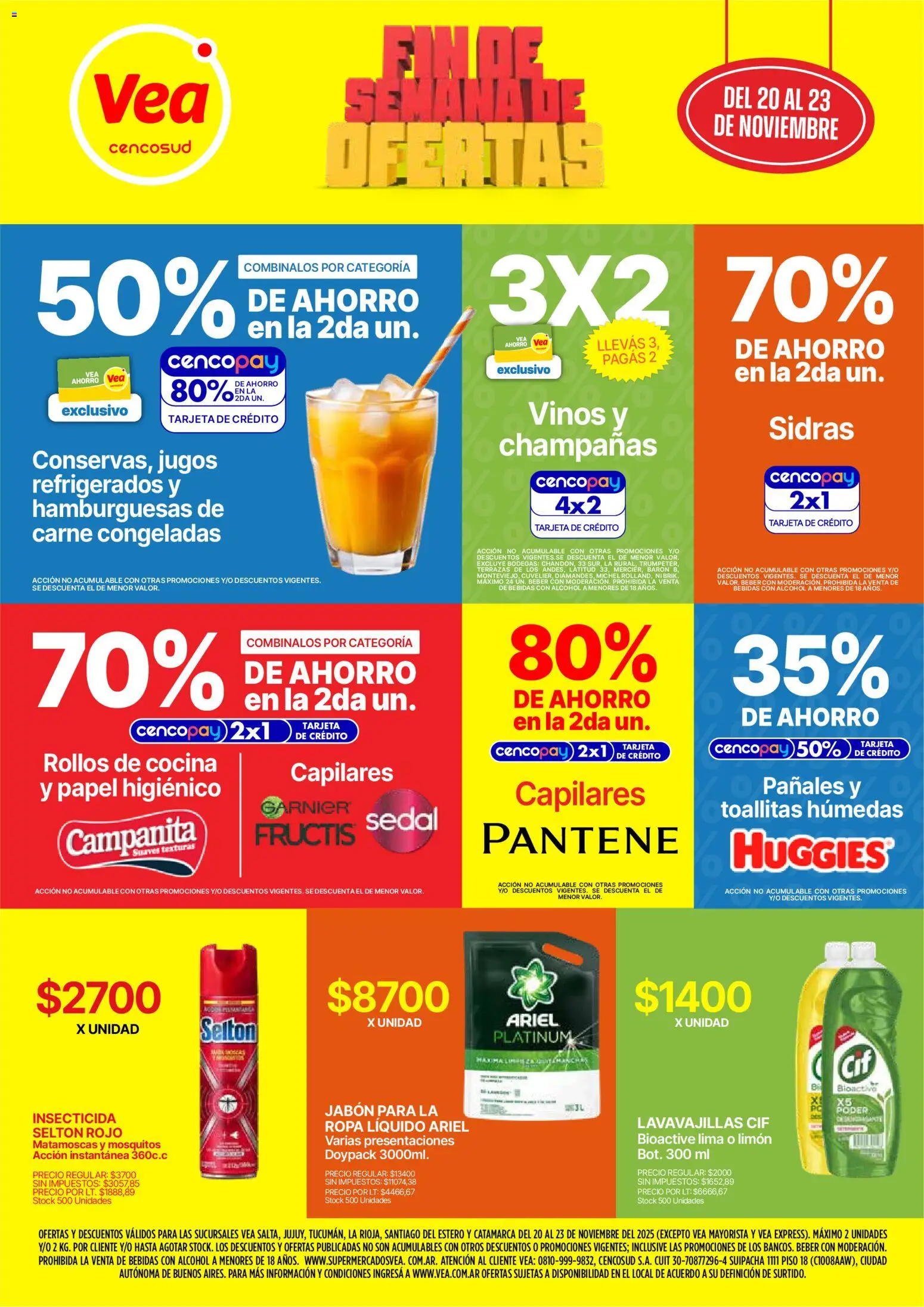 Vea - Oferta fin de semana │ válido desde el 20.11.2025 | Página: 1 | Productos: Papel higiénico, Lavavajillas, Toallitas húmedas, Pañales