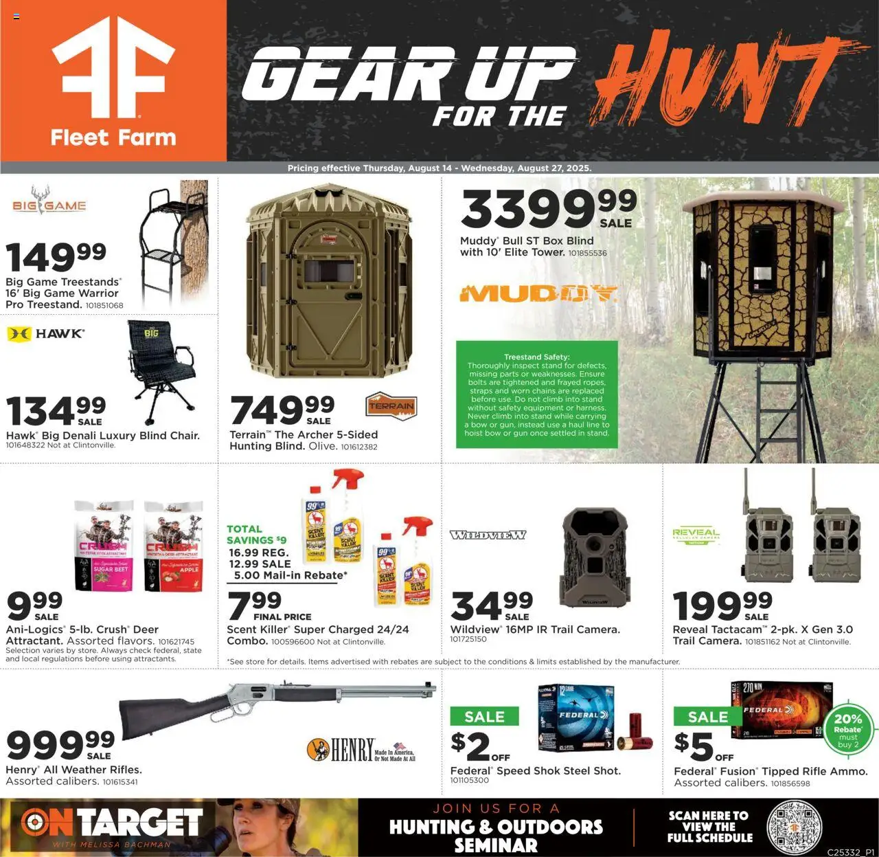 Mills Fleet Farm Gear Up For the Hunt - valid from 14.08.2025 | Page: 1 | Products: Box, Bolts, Bow, Gun