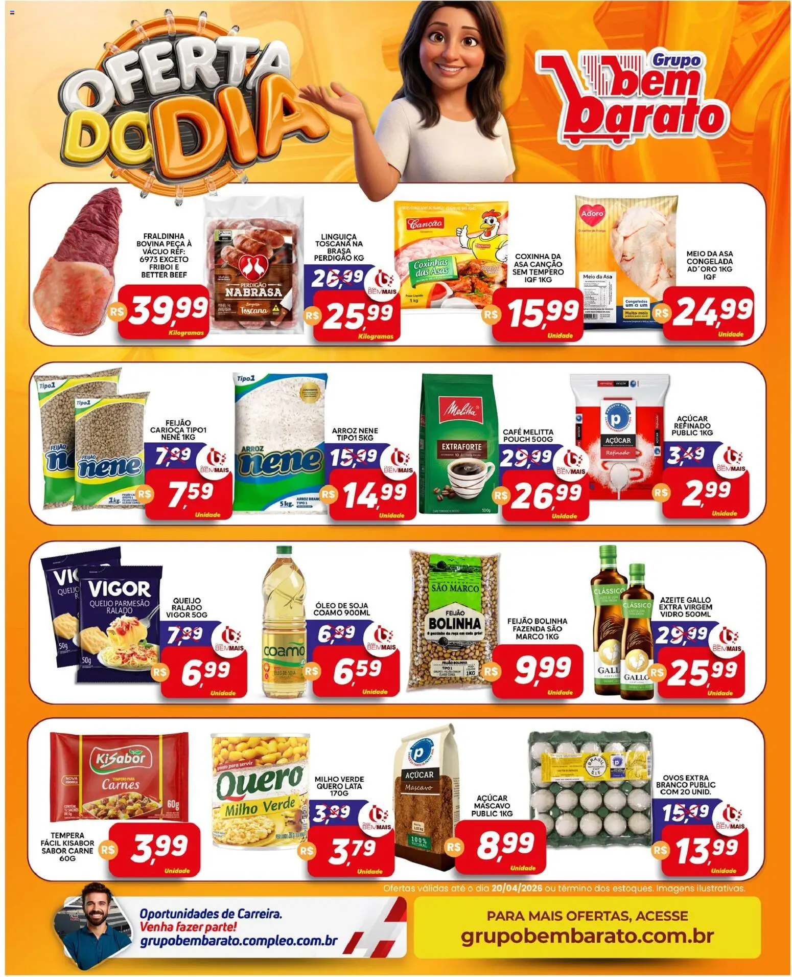 Supermercado Bem Barato Folheto - válido de 14.04.2026 | Página: 3 | Produtos: Ariel, Fraldinha, Ovos, Açúcar