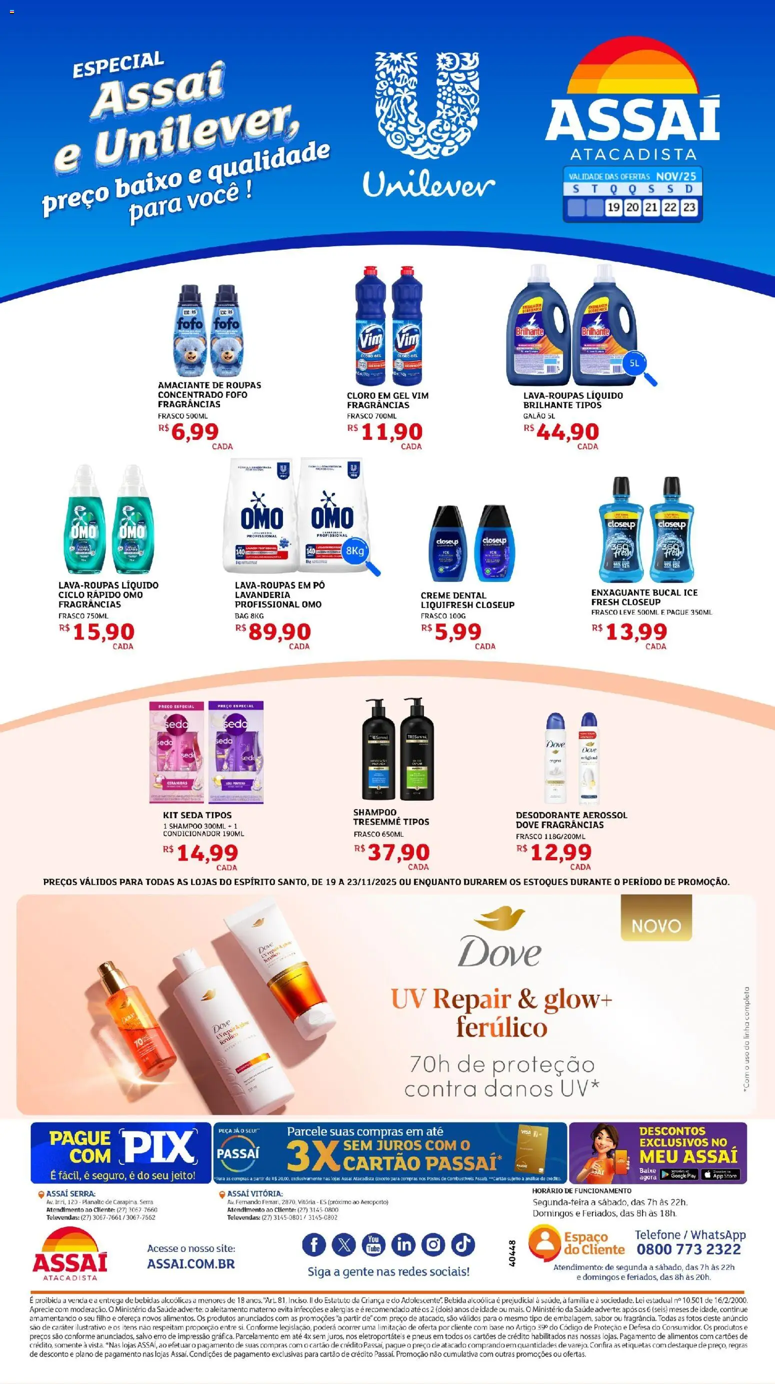 Assaí Atacadista Folheto - válido de 19.11.2025 | Página: 1 | Produtos: Shampoo, Pó, Enxaguante bucal, Baixo