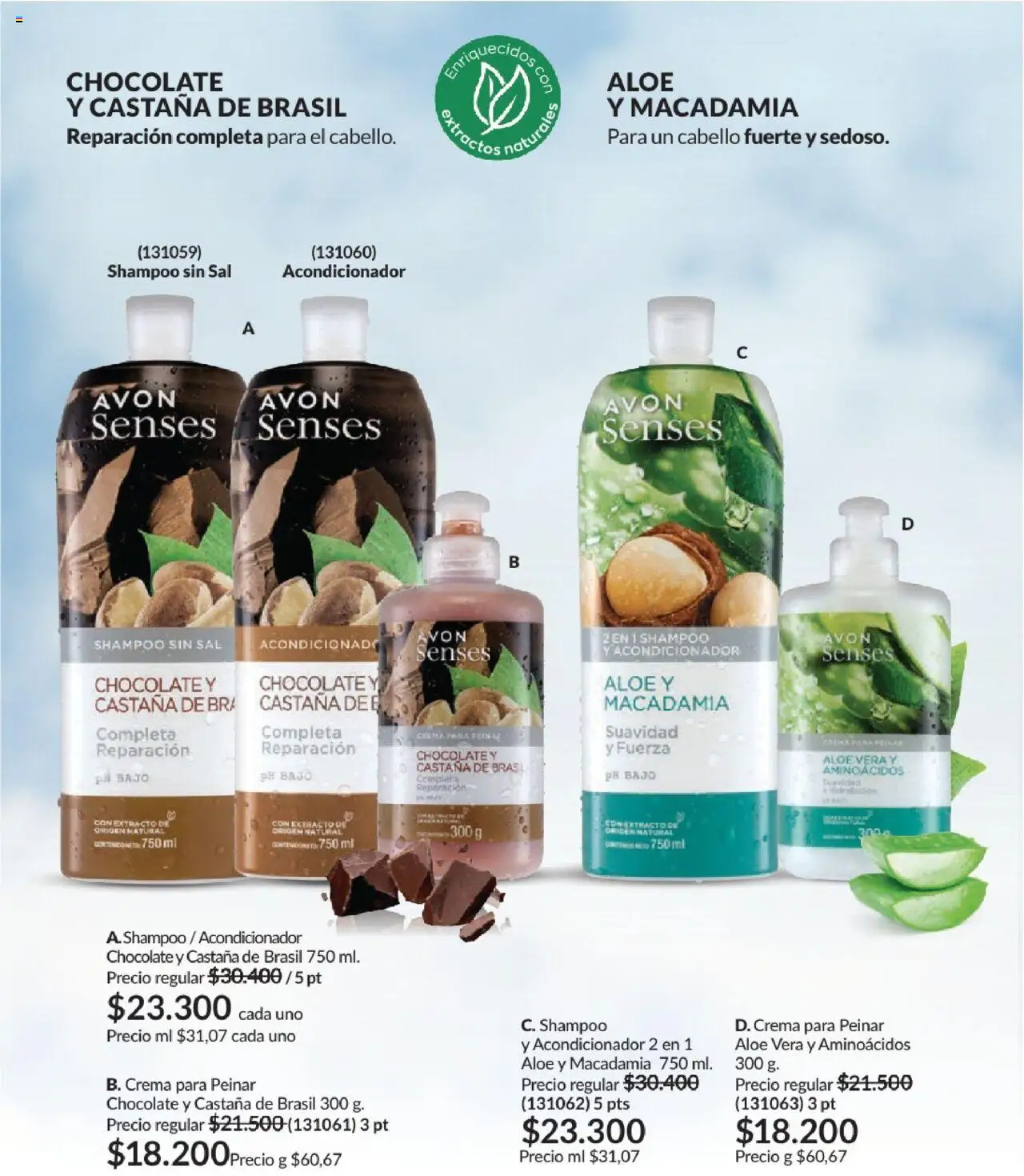 Avon revista - valida desde el 01.08.2025 | Página: 154 | Productos: Shampoo, Acondicionador, Loción tonificante, Chocolate