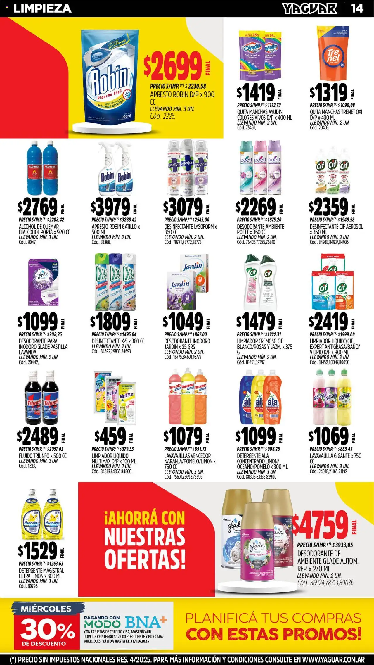 Yaguar - Salta │ válido desde el 13.10.2025 | Página: 13 | Productos: Desinfectante, Lavavajillas, Desodorante, Limón