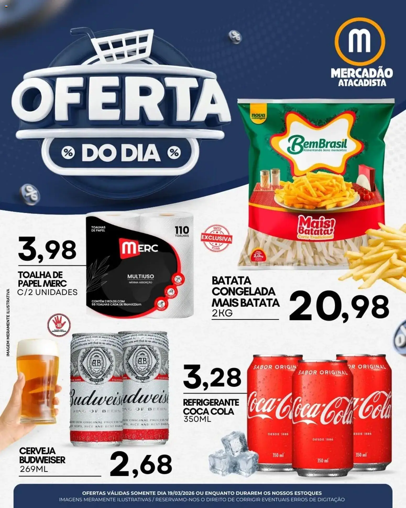 Mercadão Atacadista Folheto - válido de 19.03.2026 | Página: 1 | Produtos: Cola, Cerveja, Refrigerante, Batata