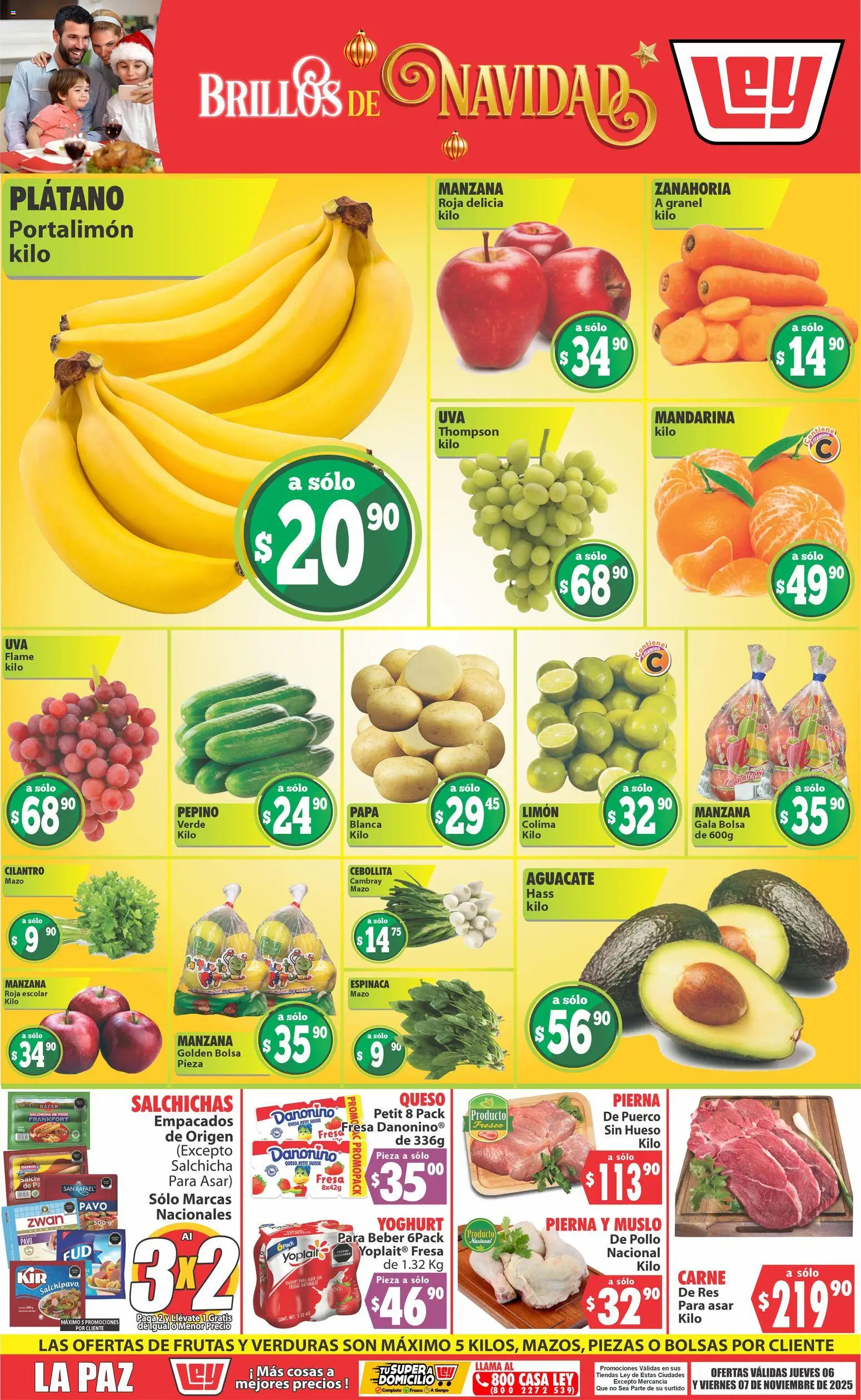 Nuevas ofertas de Casa Ley válidas en toda la República Mexicana desde el 06.11.2025. ¡Encuentra las mejores ofertas en Casa Ley folleto Brillos de Navidad! | Página: 1 | Productos: Papa, Manzana, Aguacate, Té