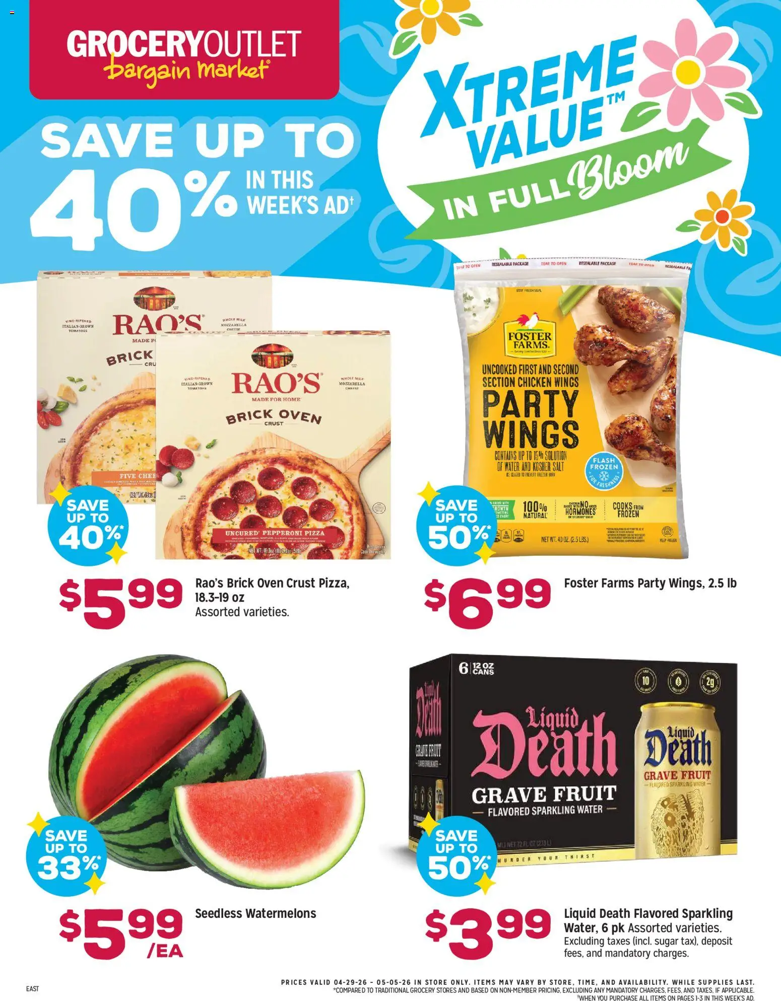 Grocery Outlet Weekly Ad - OH - valid from 29.04.2026 | Page: 1 | Products: Milk, Tomatoes, Water, Oven