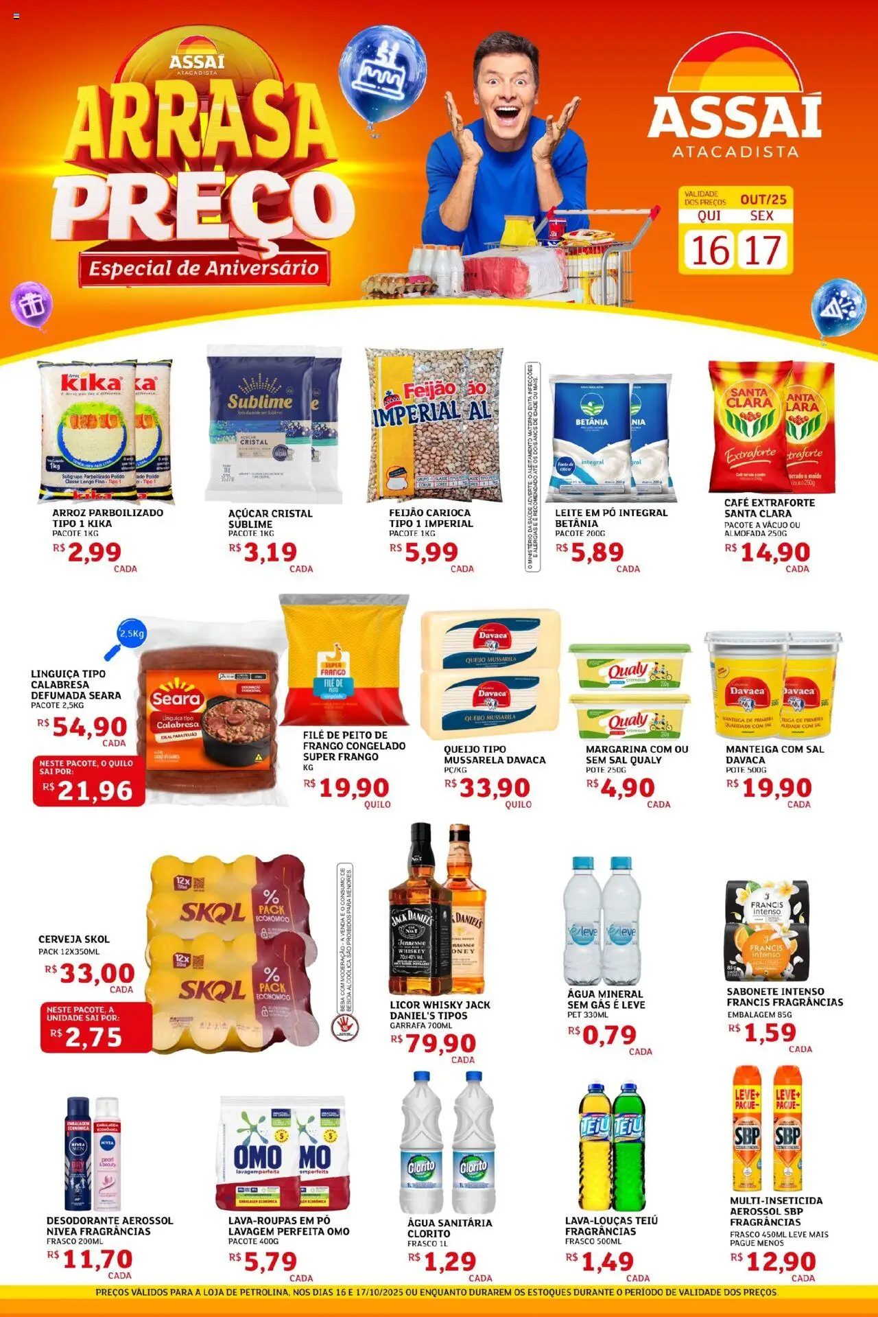 Assaí Atacadista Folheto - válido de 16.10.2025 | Página: 1 | Produtos: Licor, Almofada, Água mineral, Leite em pó