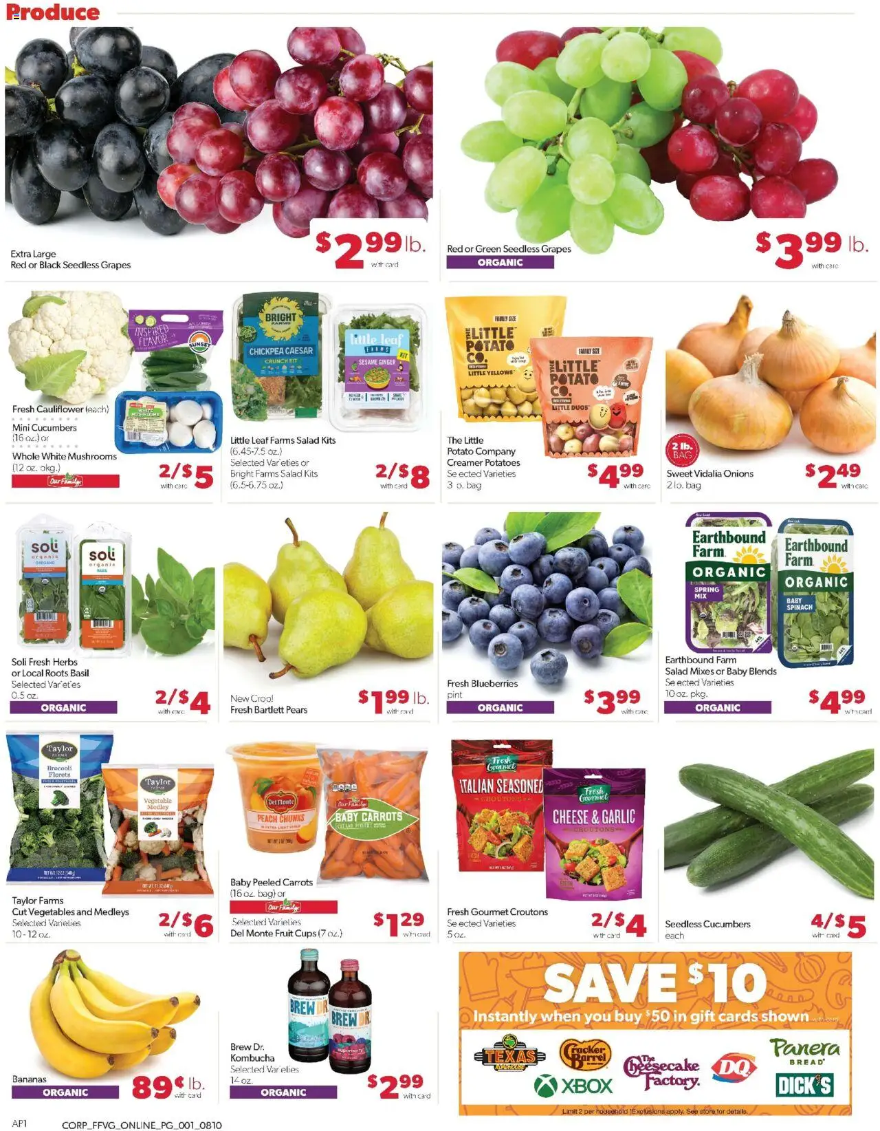 Family Fare Weekly Ad - valid from 10.08.2025 | Page: 7 | Products: Mushrooms, Salad, Potatoes, Peach