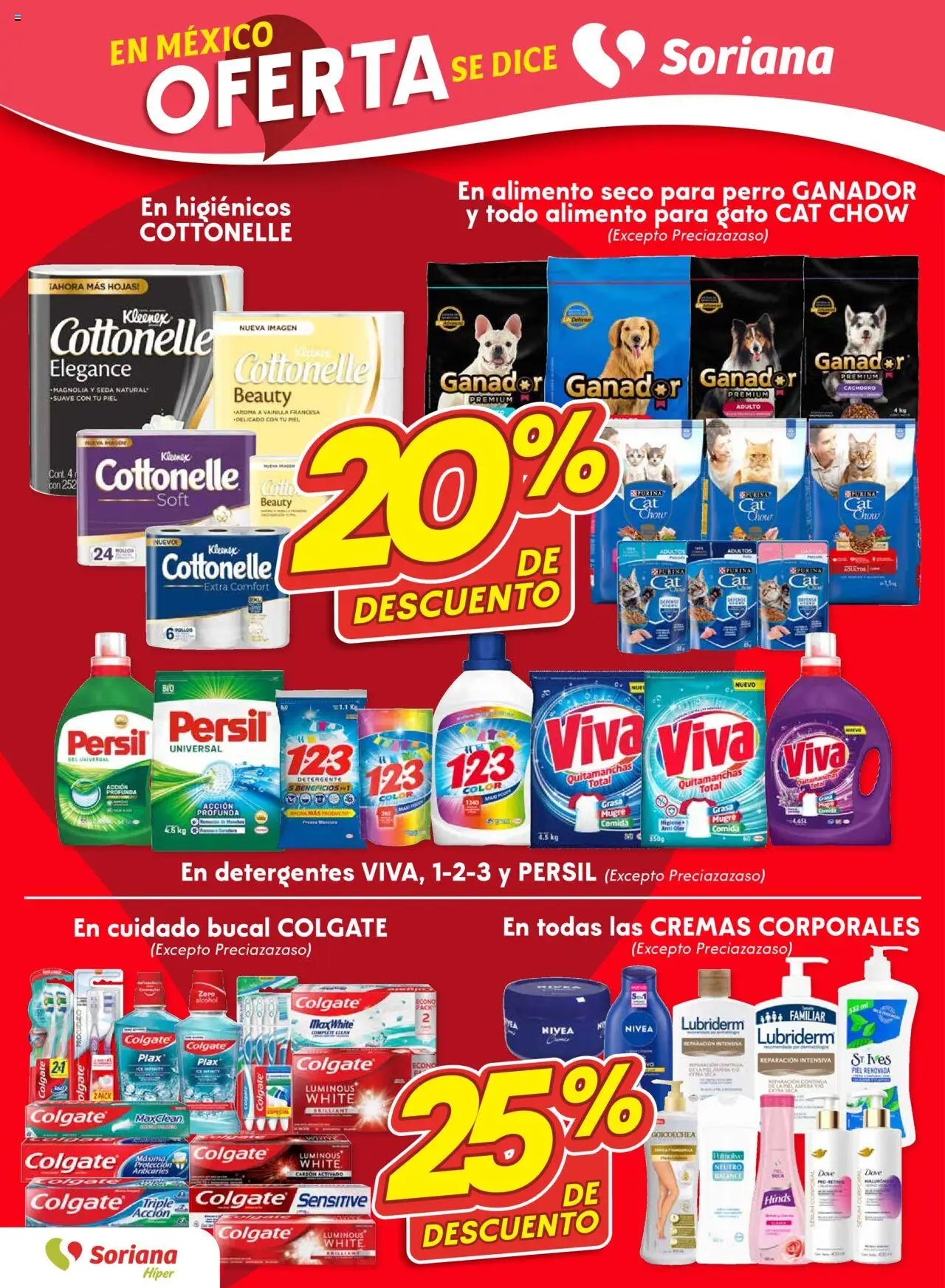 Nuevas ofertas de Soriana válidas en toda la República Mexicana desde el 04.09.2025. ¡Encuentra las mejores ofertas en Soriana - Fin de Semana Híper: Nuevo León, Ciudad Victoria y Tampico! | Página: 4 | Productos: Quitamanchas, Detergente, Serum