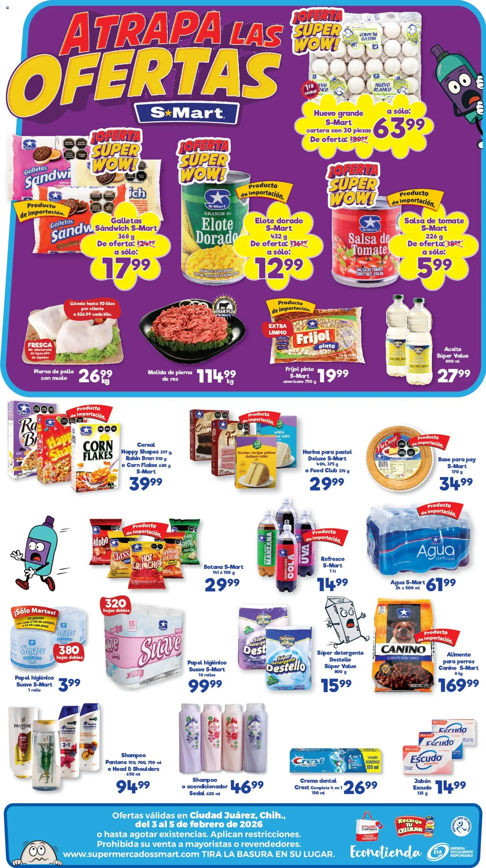 Nuevas ofertas de S-Mart válidas en toda la República Mexicana desde el 03.02.2026. ¡Encuentra las mejores ofertas en S-Mart folleto! | Página: 2 | Productos: Refresco, Aceite, Pastel, Galletas