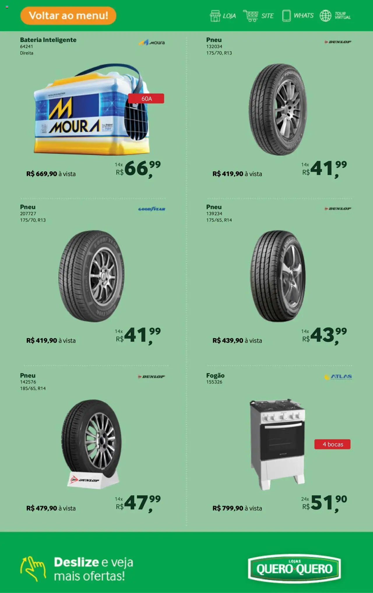 Lojas Quero-Quero Folheto - válido de 16.09.2025 | Página: 24 | Produtos: Fogão, Pneu, Bateria