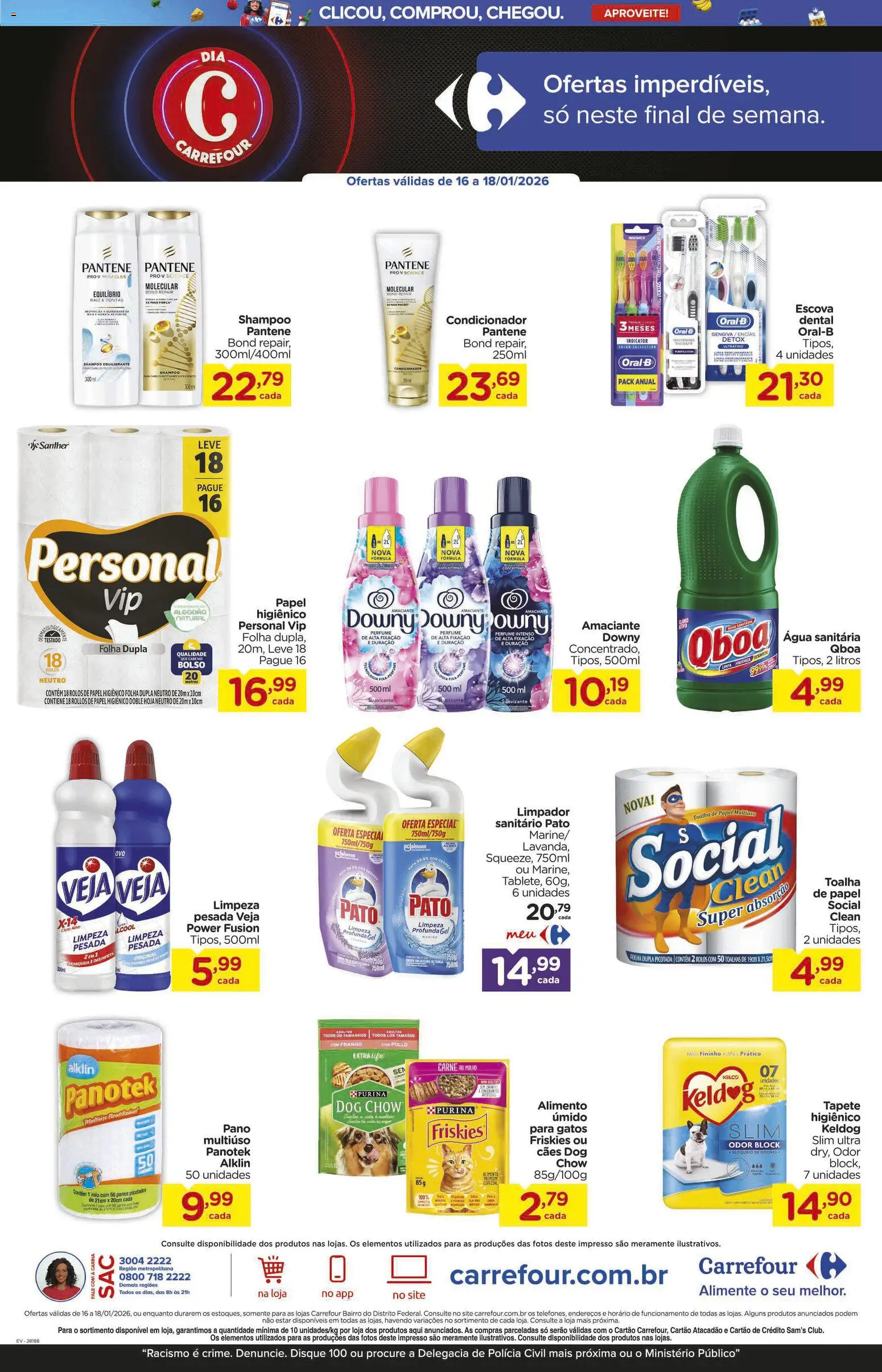 Carrefour Bairro Folheto - válido de 16.01.2026 | Página: 5 | Produtos: Shampoo, Escova, Tapete, Algodão