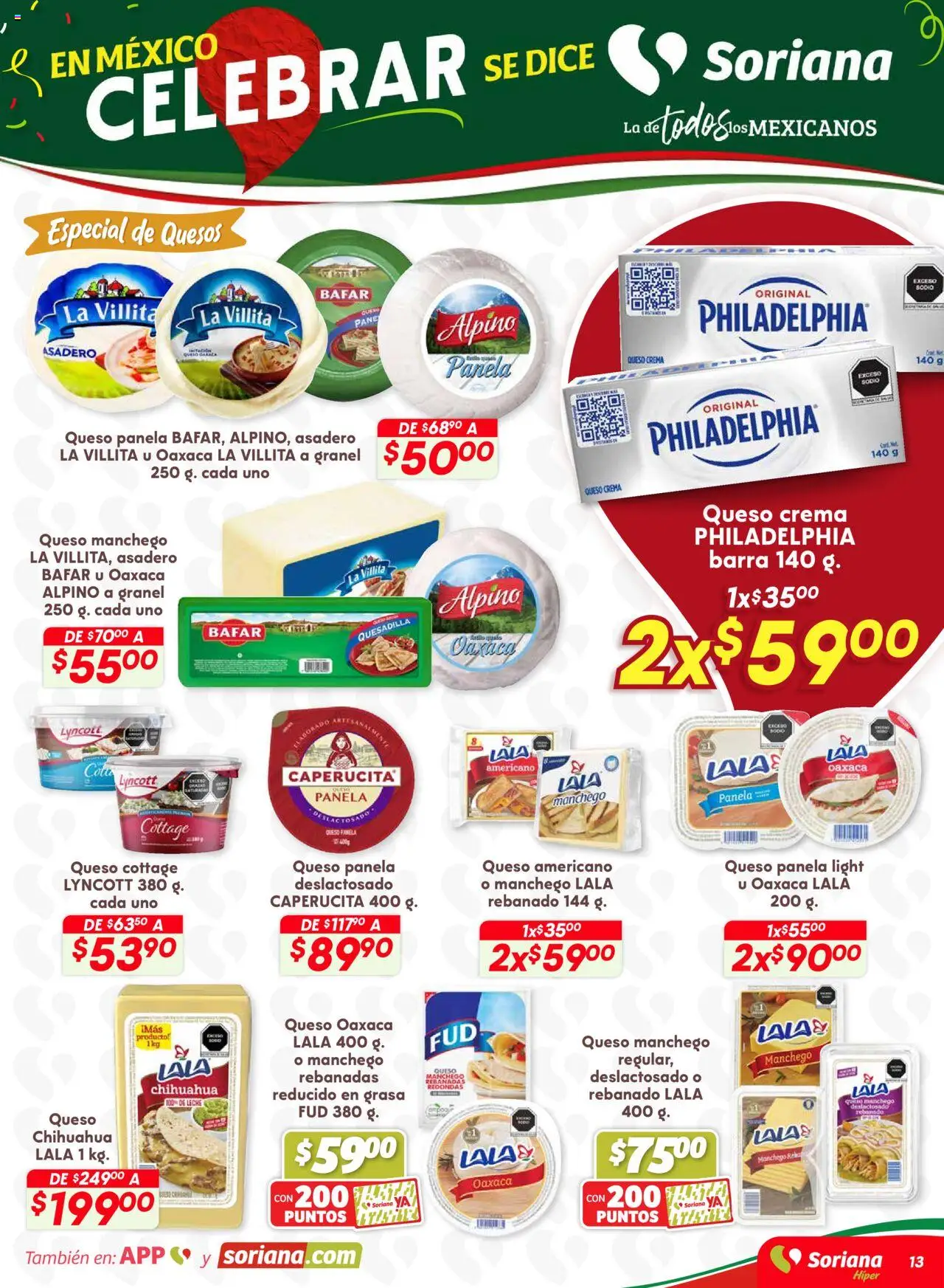 Nuevas ofertas de Soriana válidas en toda la República Mexicana desde el 18.09.2025. ¡Encuentra las mejores ofertas en Soriana - Preciazazaso Híper: Edo Mex, Gro, Hgo, Mor, Pue, Qto, Tlax, Ver! | Página: 20 | Productos: Queso crema, Leche, Queso, Barra