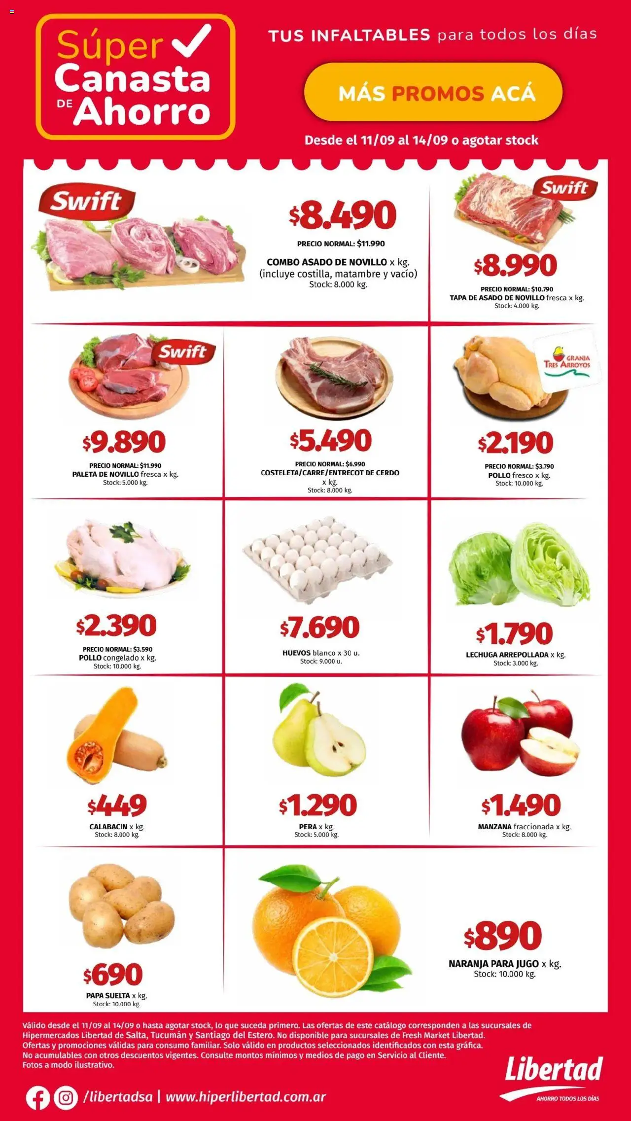 Hipermercado Libertad - Canasta - NOA │ válido desde el 11.09.2025 | Página: 2 | Productos: Pollo, Paleta, Manzana, Jugo