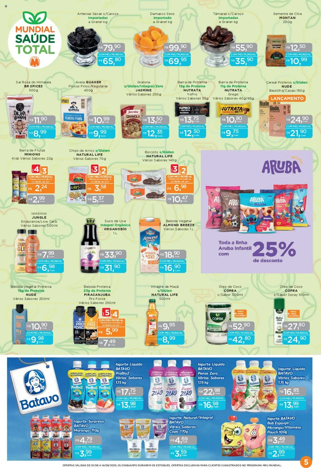 Mundial Folheto - válido de 01.08.2025 | Página: 5 | Produtos: Damasco, Suco, Flocos, Isotônico