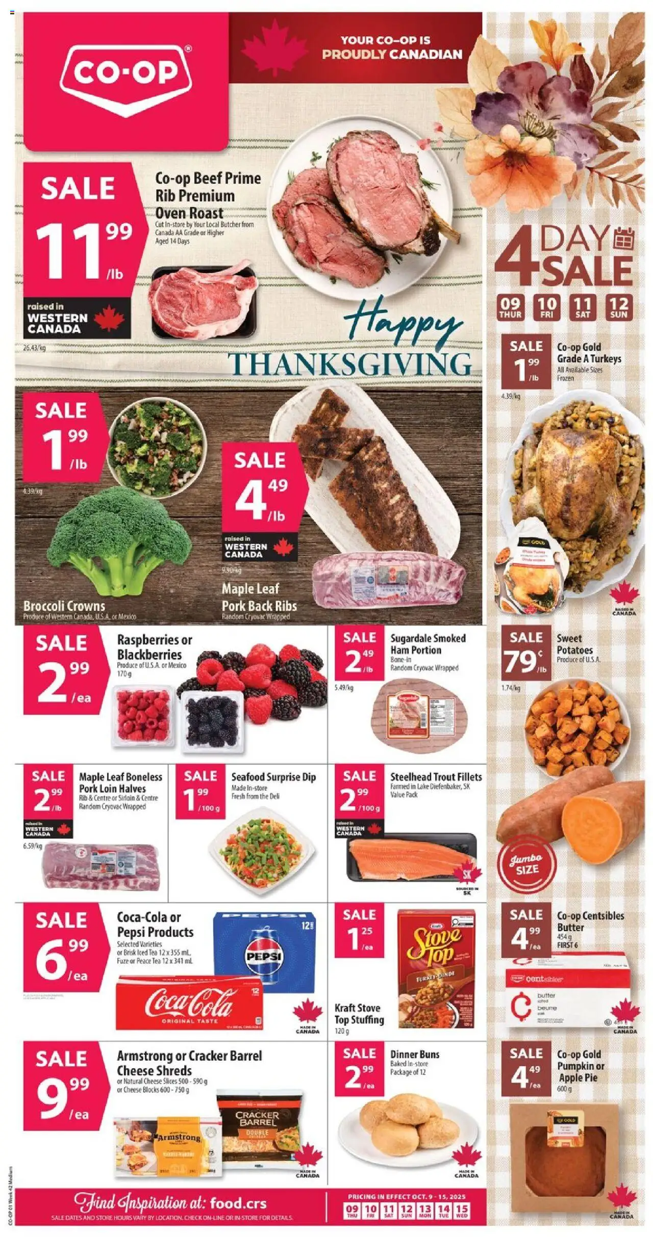 Co-op Food flyer valid from 09.10.2025 | Page: 1 | Products: Tea, Beef, Oven, Stove