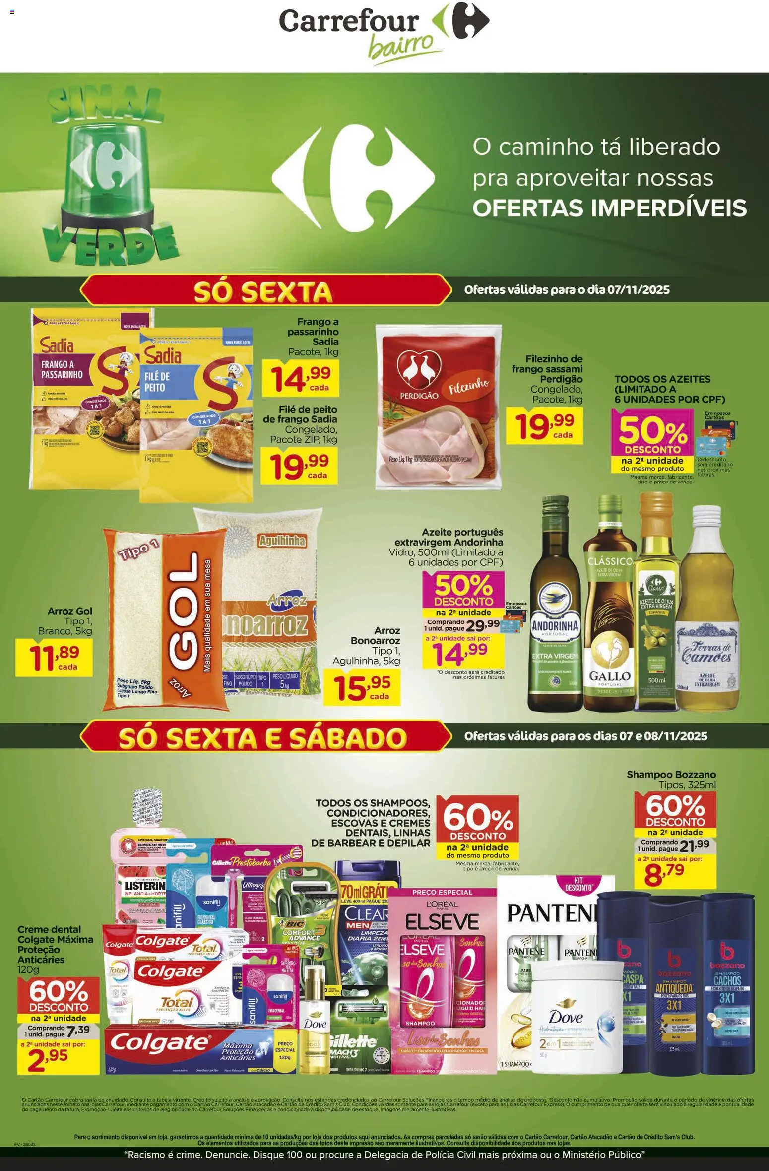 Carrefour Bairro Folheto - válido de 07.11.2025 | Página: 1 | Produtos: Cálcio, Dove, Frango, Azeite