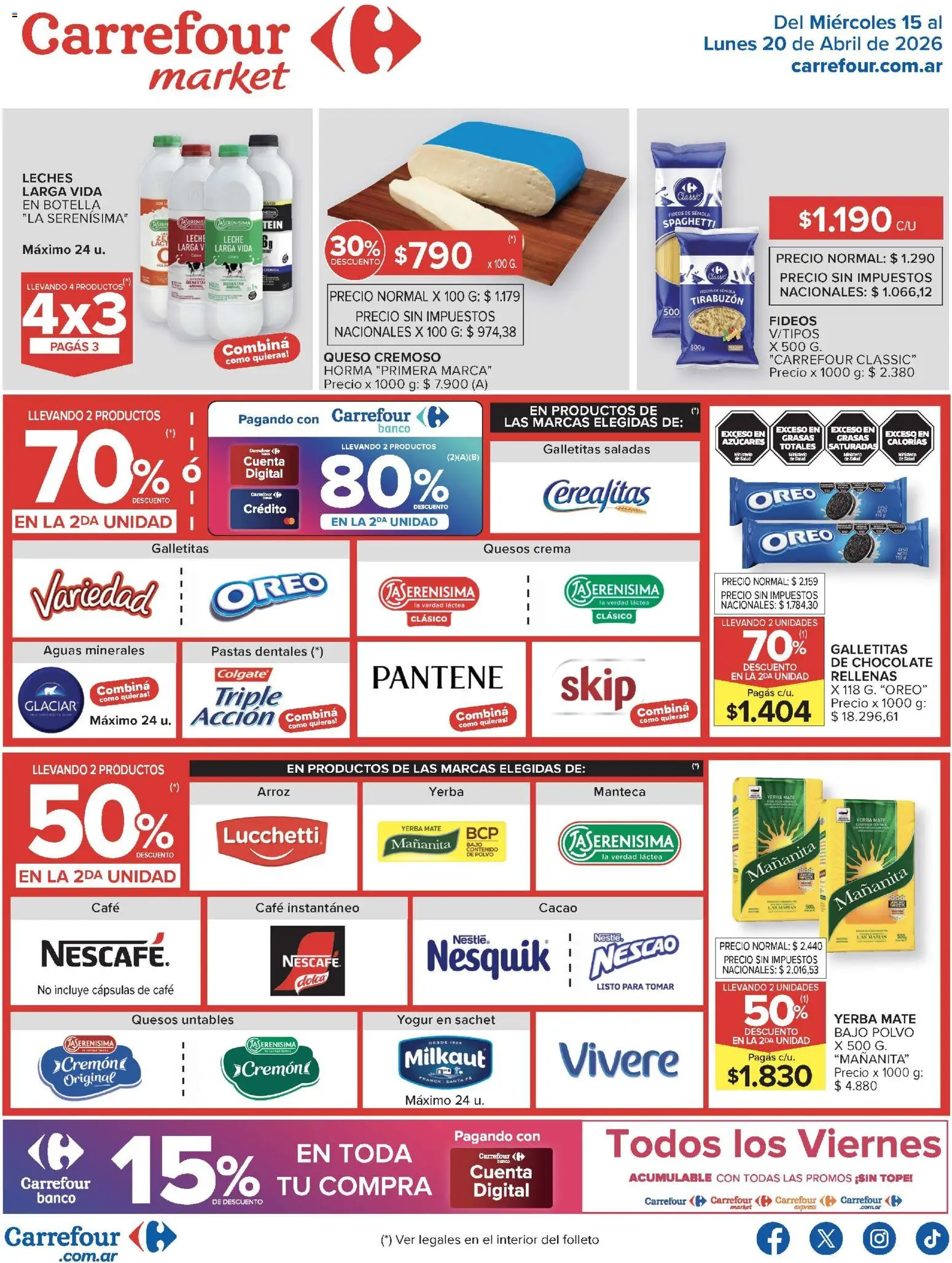 Carrefour ofertas │ válido desde el 15.04.2026 | Página: 23 | Productos: Mate, Leche, Queso, Arroz