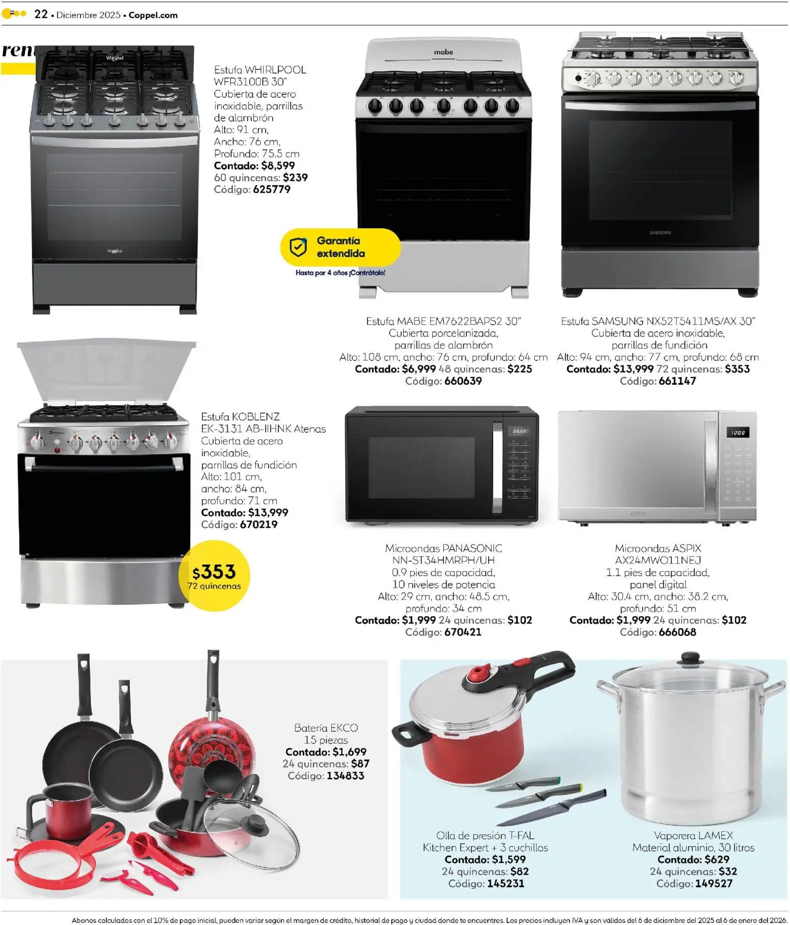 Nuevas ofertas de Coppel válidas en toda la República Mexicana desde el 06.12.2025. ¡Encuentra las mejores ofertas en Coppel catálogo Encuentra todo para el intercambio! | Página: 22 | Productos: Microondas, Vaporera, Batería, Olla